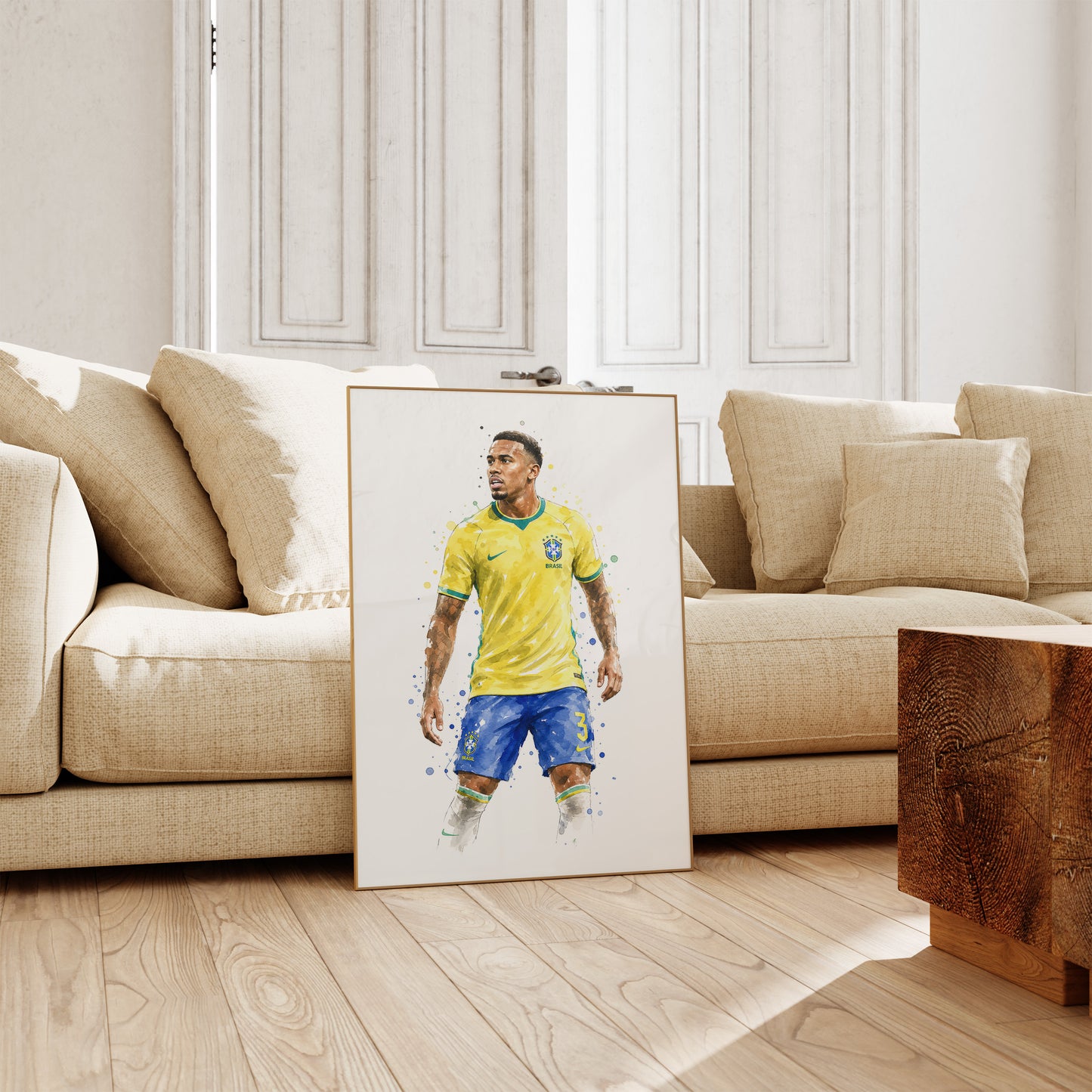 Brasilien Fussball Poster · Geschenkidee · Aquarell Sport Wandbild · Deko Print ohne Rahmen
