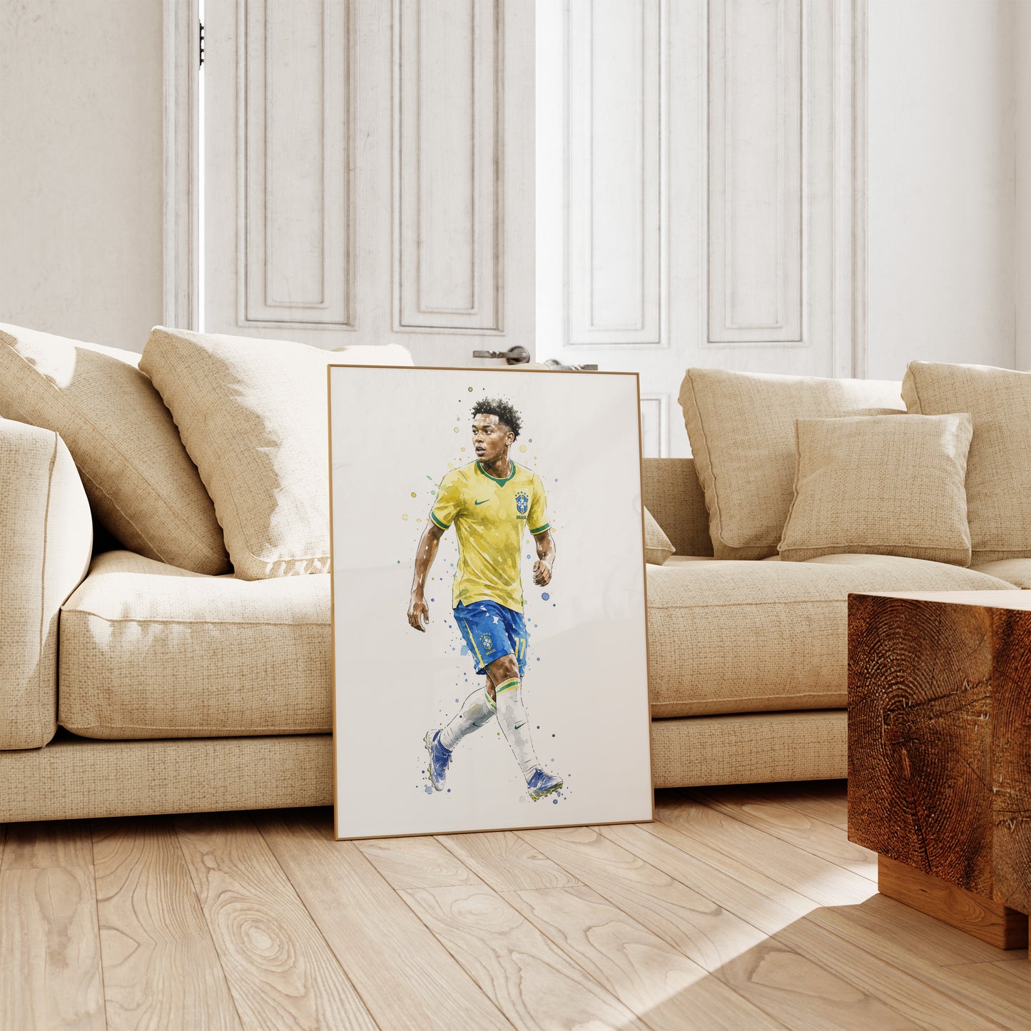 Brasilien Fussball Poster · Geschenkidee · Aquarell Sport Wandbild · Deko Print ohne Rahmen