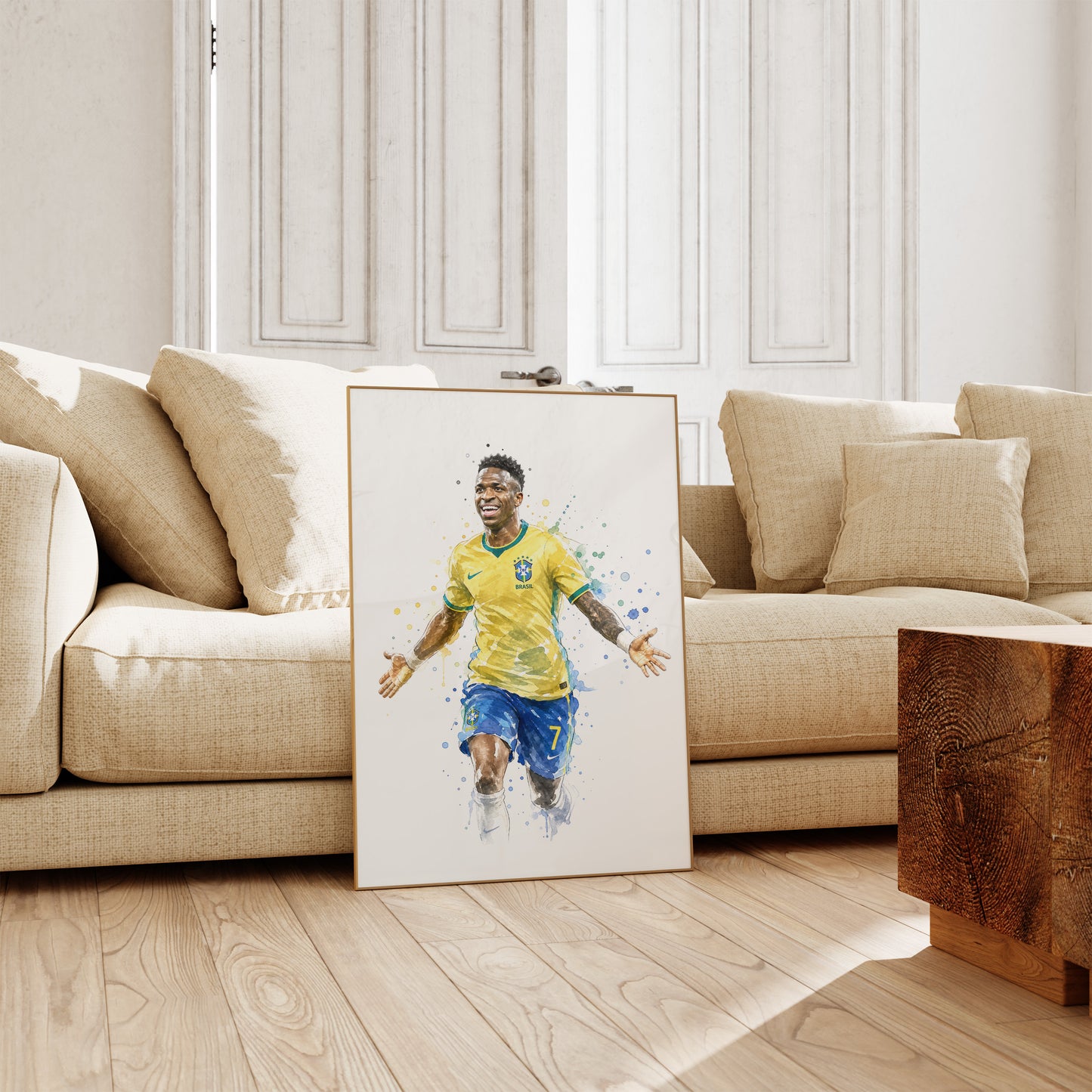Brasilien Fussball Poster · Geschenkidee · Aquarell Sport Wandbild · Deko Print ohne Rahmen