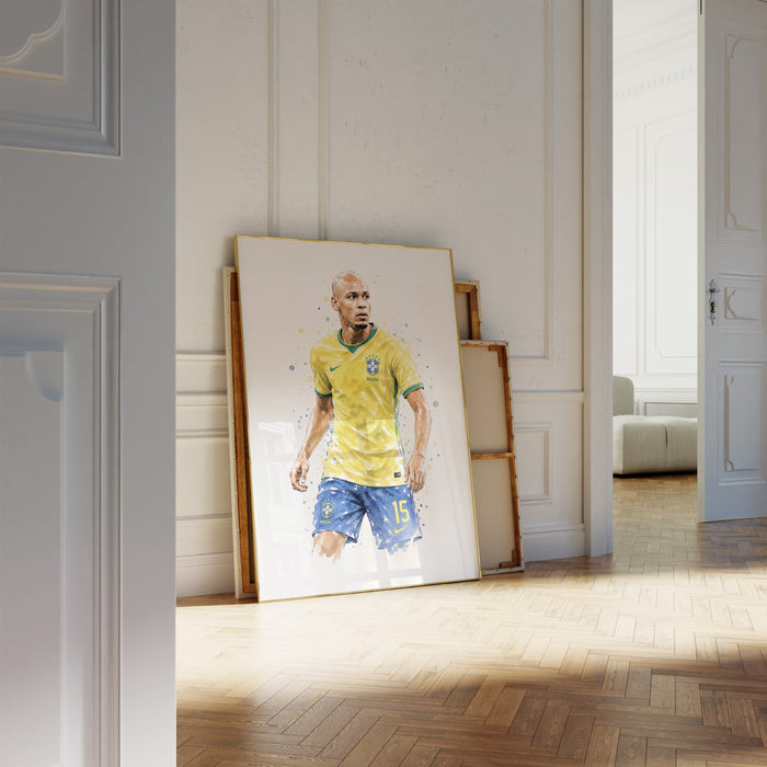 Brasilien Fussball Poster auf hochwertigem Baumwoll-Canvas