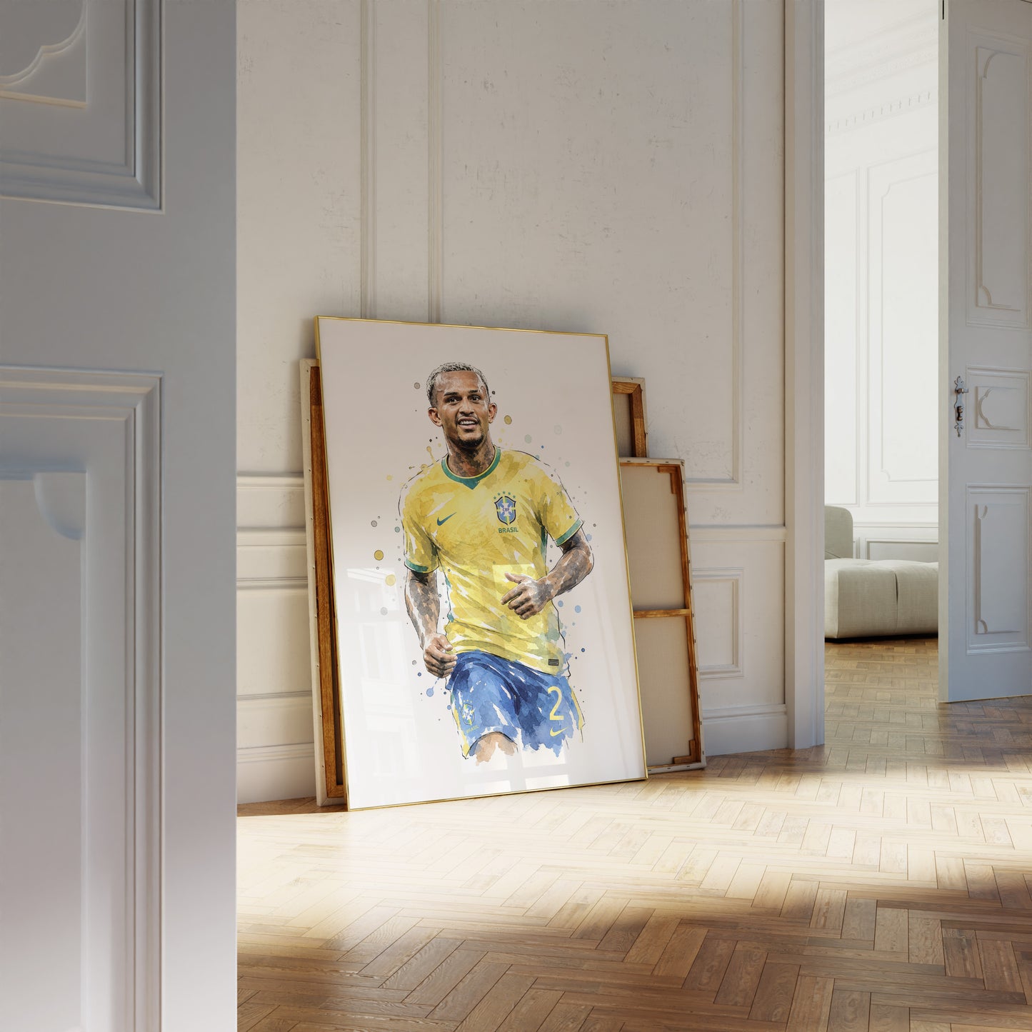 Brasilien Fussball Poster · Geschenkidee · Aquarell Sport Wandbild · Deko Print ohne Rahmen
