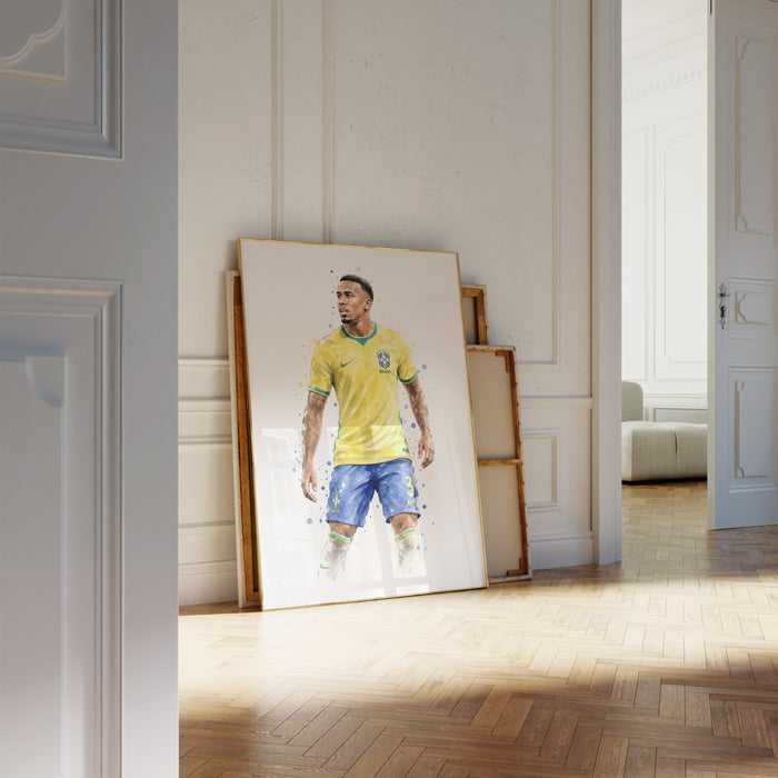 Brasilien Fussball Poster auf edlem Baumwoll-Canvas