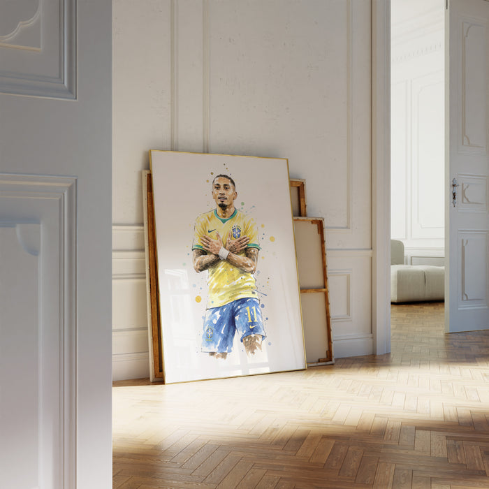 Brasilien Fußball Poster auf edlem Baumwoll-Canvas
