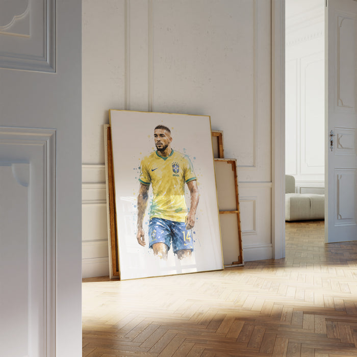 Brasilien Fußball Poster auf edlem Baumwoll-Canvas