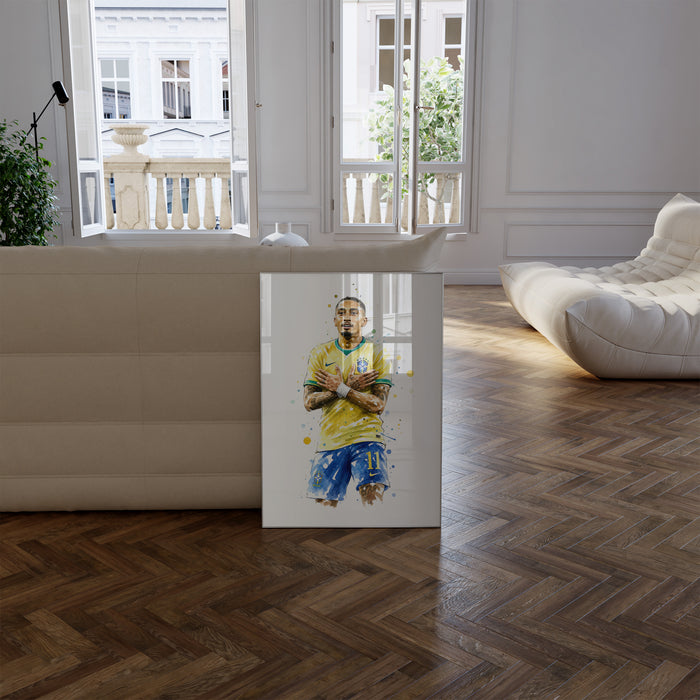 Brasilien Fußball Poster auf edlem Baumwoll-Canvas