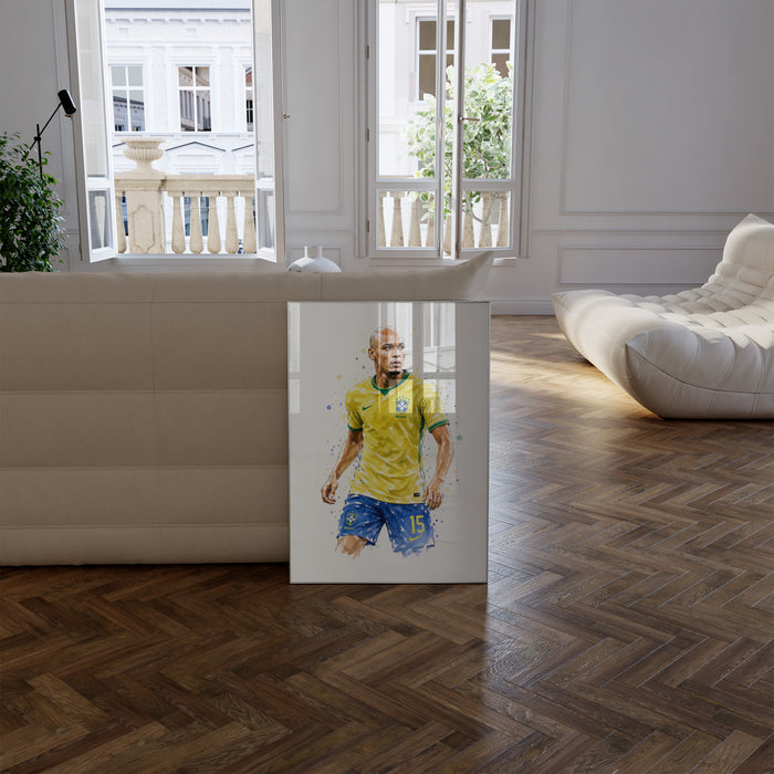Brasilien Fussball Poster auf hochwertigem Baumwoll-Canvas
