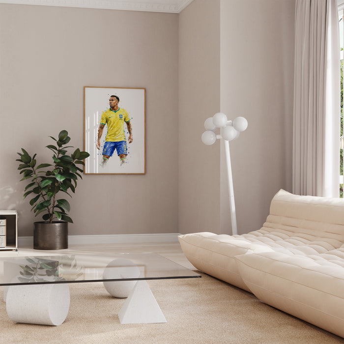 Brasilien Fussball Poster auf edlem Baumwoll-Canvas