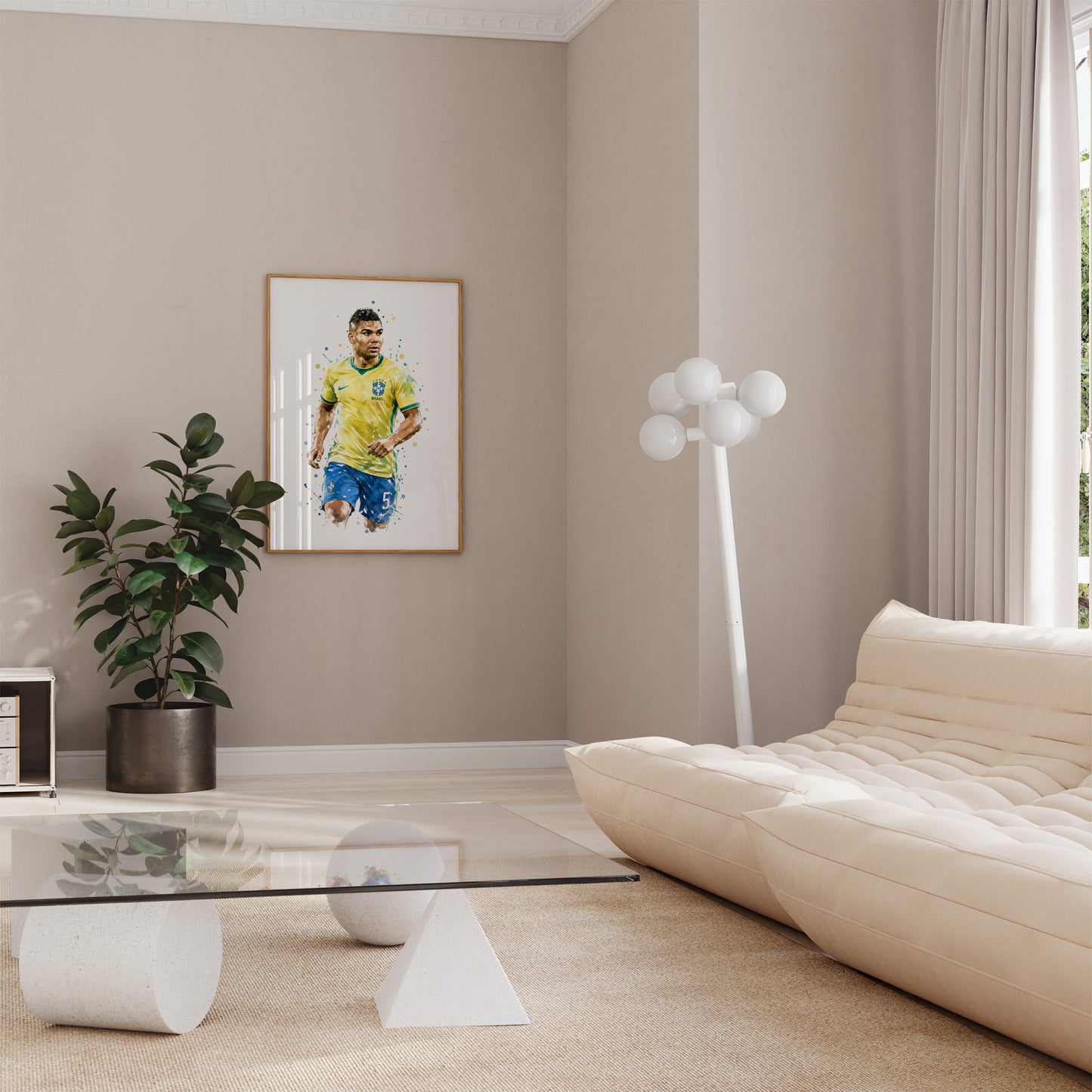 Brasilien Fussball Poster · Geschenkidee · Aquarell Sport Wandbild · Deko Print ohne Rahmen