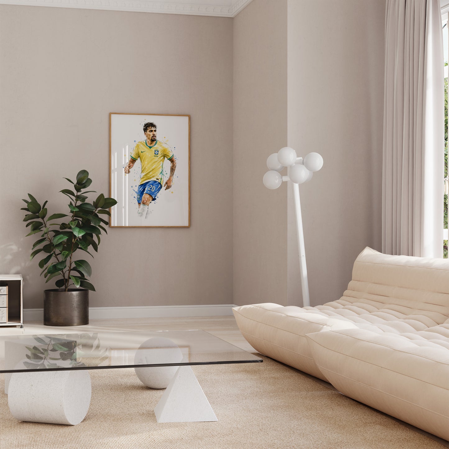 Brasilien Fussball Poster · Geschenkidee · Aquarell Sport Wandbild · Deko Print ohne Rahmen
