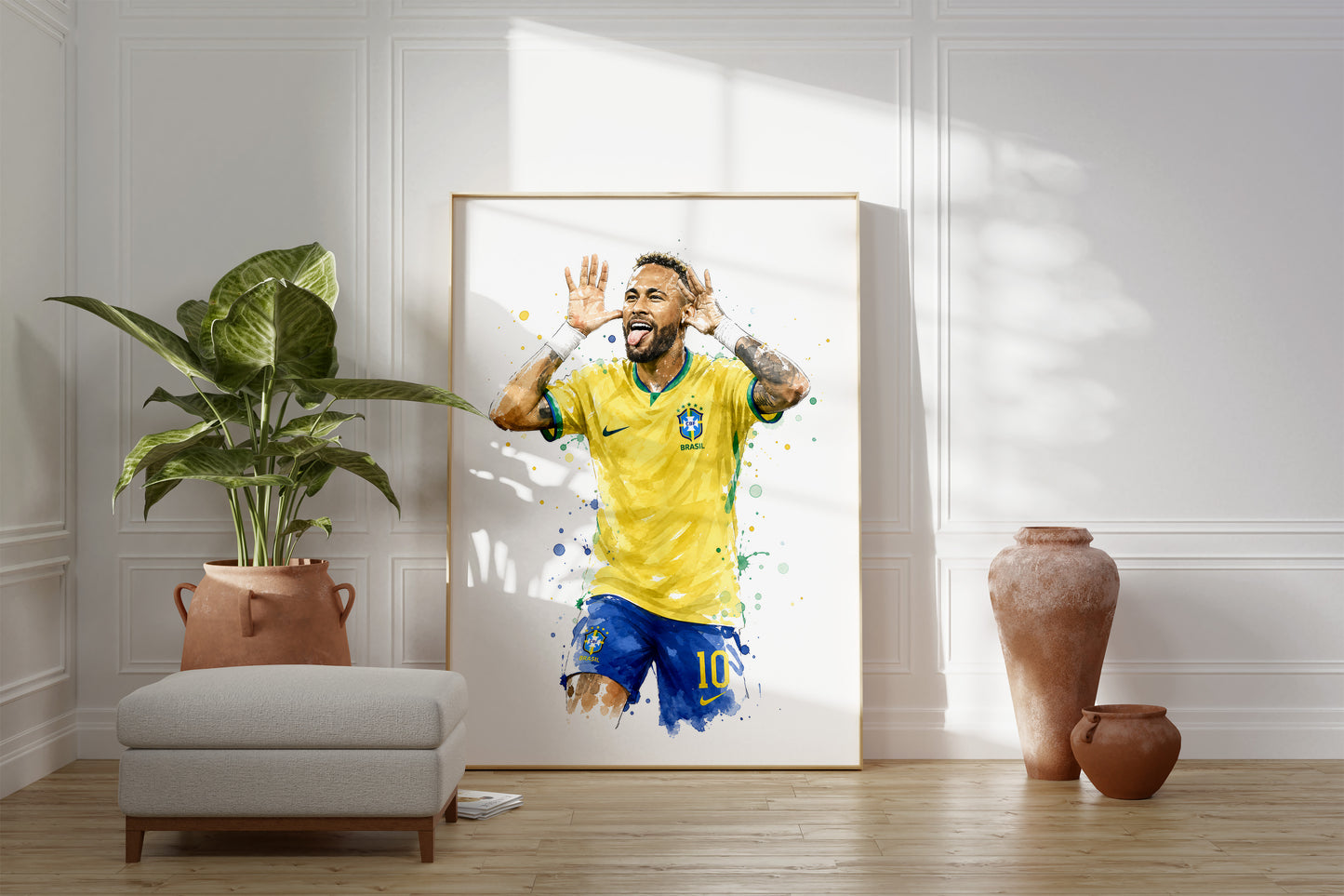 Brasilien Fussball Poster · Geschenkidee · Aquarell Sport Wandbild · Deko Print ohne Rahmen