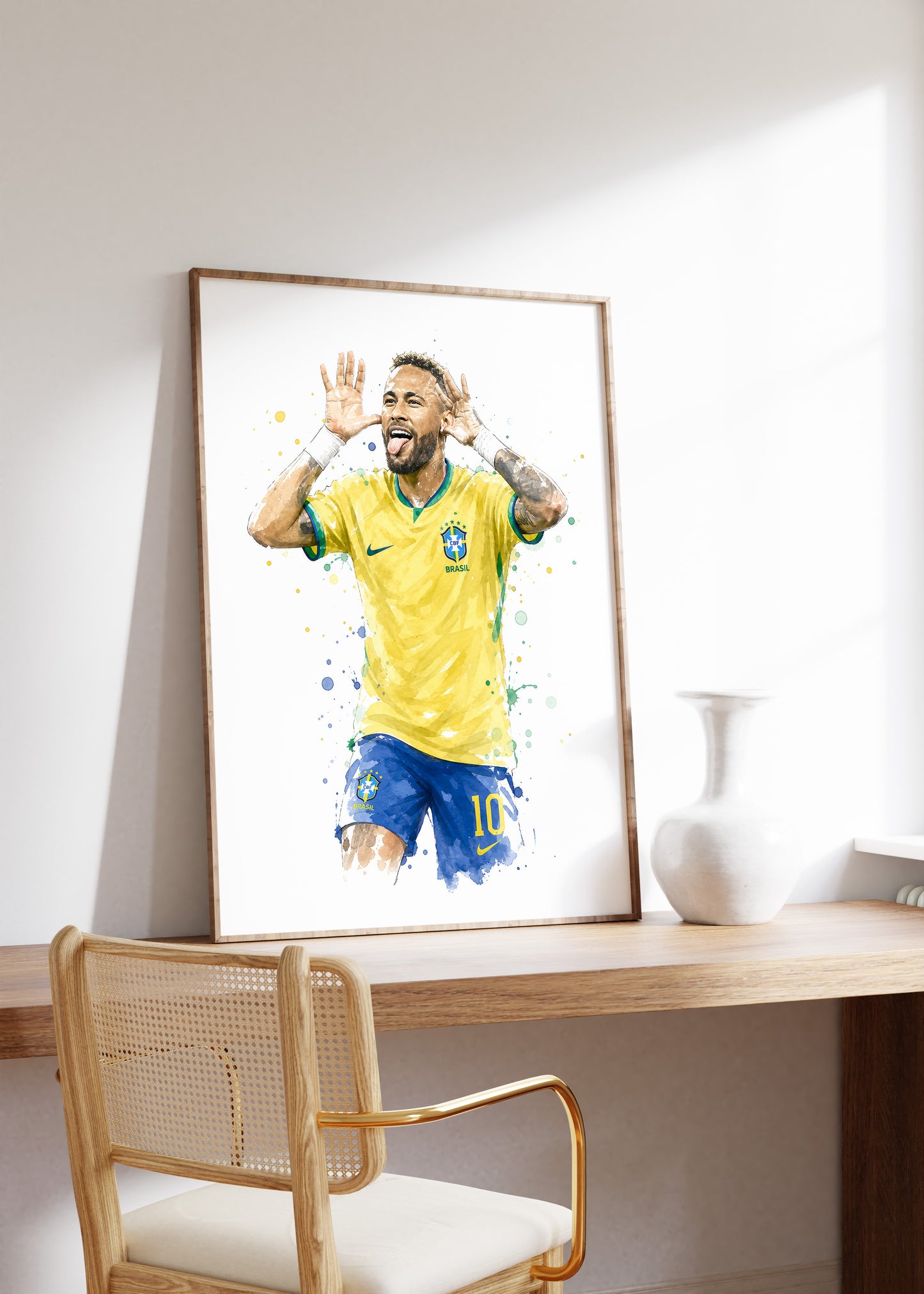 Brasilien Fussball Poster · Geschenkidee · Aquarell Sport Wandbild · Deko Print ohne Rahmen
