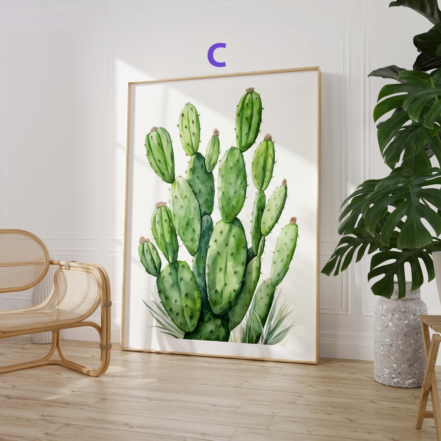 Botanik Poster · Geschenkidee · Monstera Kakteen und Tropische Pflanzen · Dekoprint ohne Rahmen