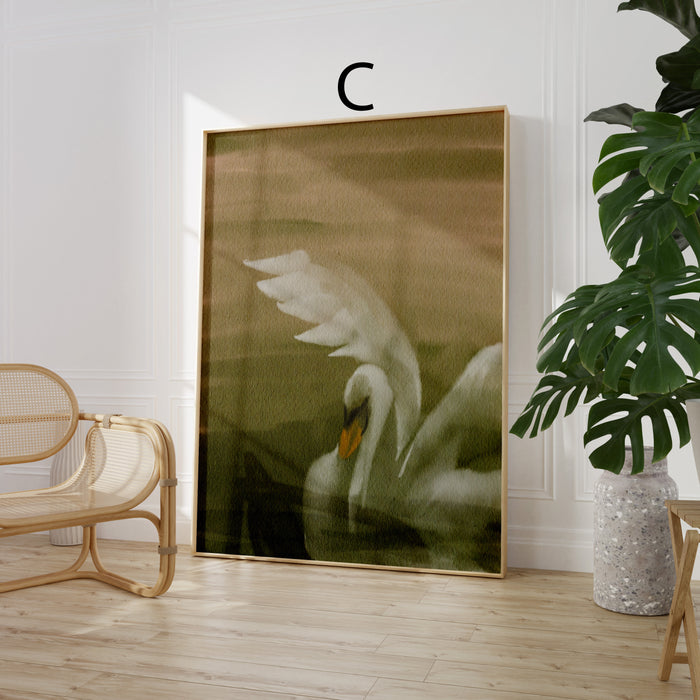 Geschenkidee · Botanische Blumen und Schwan Poster Ästhetische Natur und Mode Kunst · Dekoprint ohne Rahmen | JUSTGOODMOOD