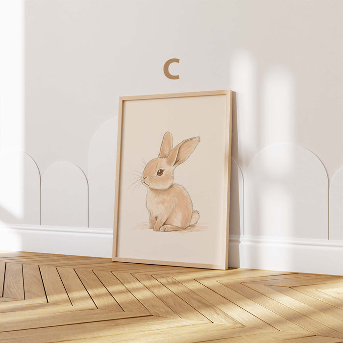 Häschen Poster mit Blumen und Kleidung für Kinderzimmer