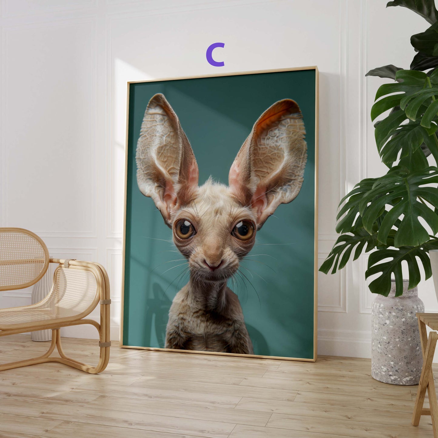 Niedliche Tiere Poster · Geschenkidee · Eichhörnchen, Lemur und Fledermauskatze · Dekoprint ohne Rahmen