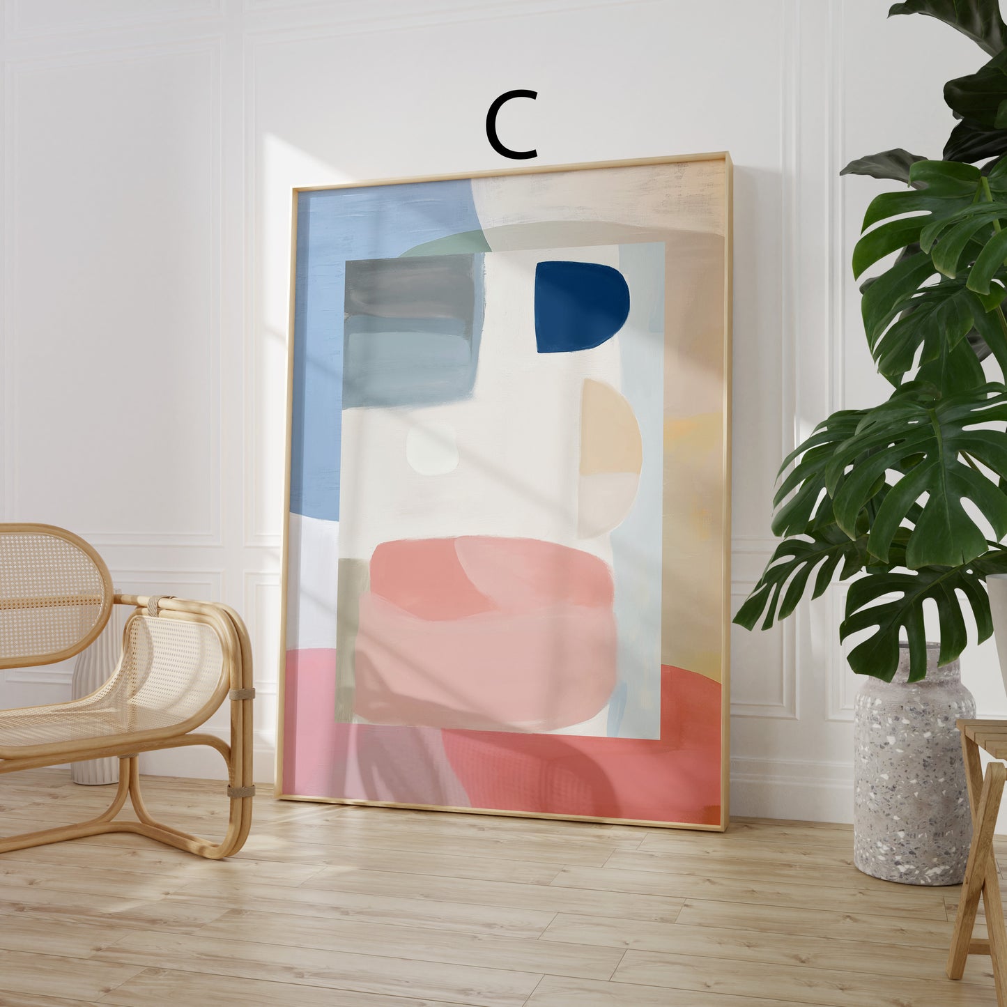 Abstrakte Poster · Wohnidee · Bunte Abstrakte Kunst Moderne Pinselstriche und Geometrische Formen · Dekoprint ohne Rahmen