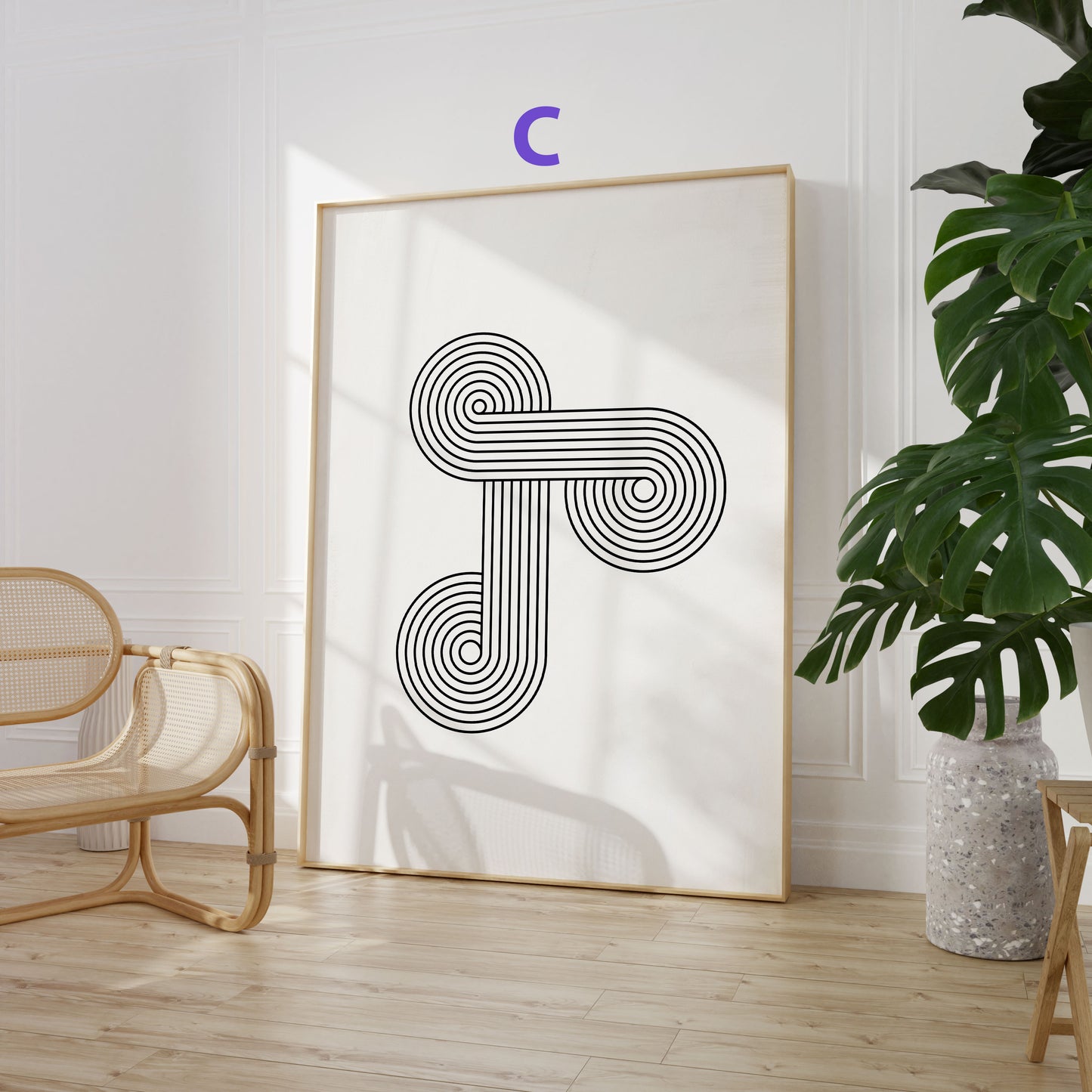 Geometrische Linien Poster · Geschenkidee · Abstrakte minimalistische Bögen in Schwarz, Beige und Grau · Dekoprint ohne Rahmen
