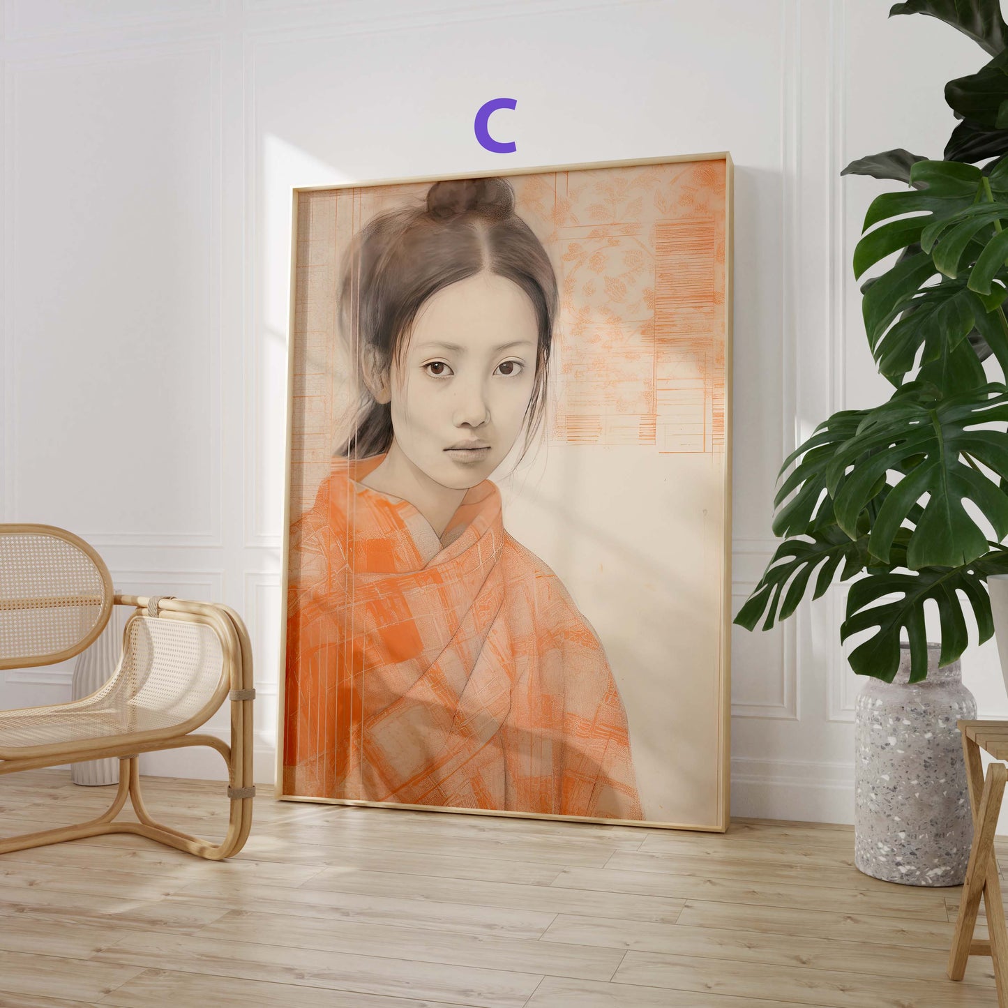 Japan Poster · Geschenkidee · Geisha Ukiyo-e Wellen und Zen Landschaft · Dekoprint ohne Rahmen