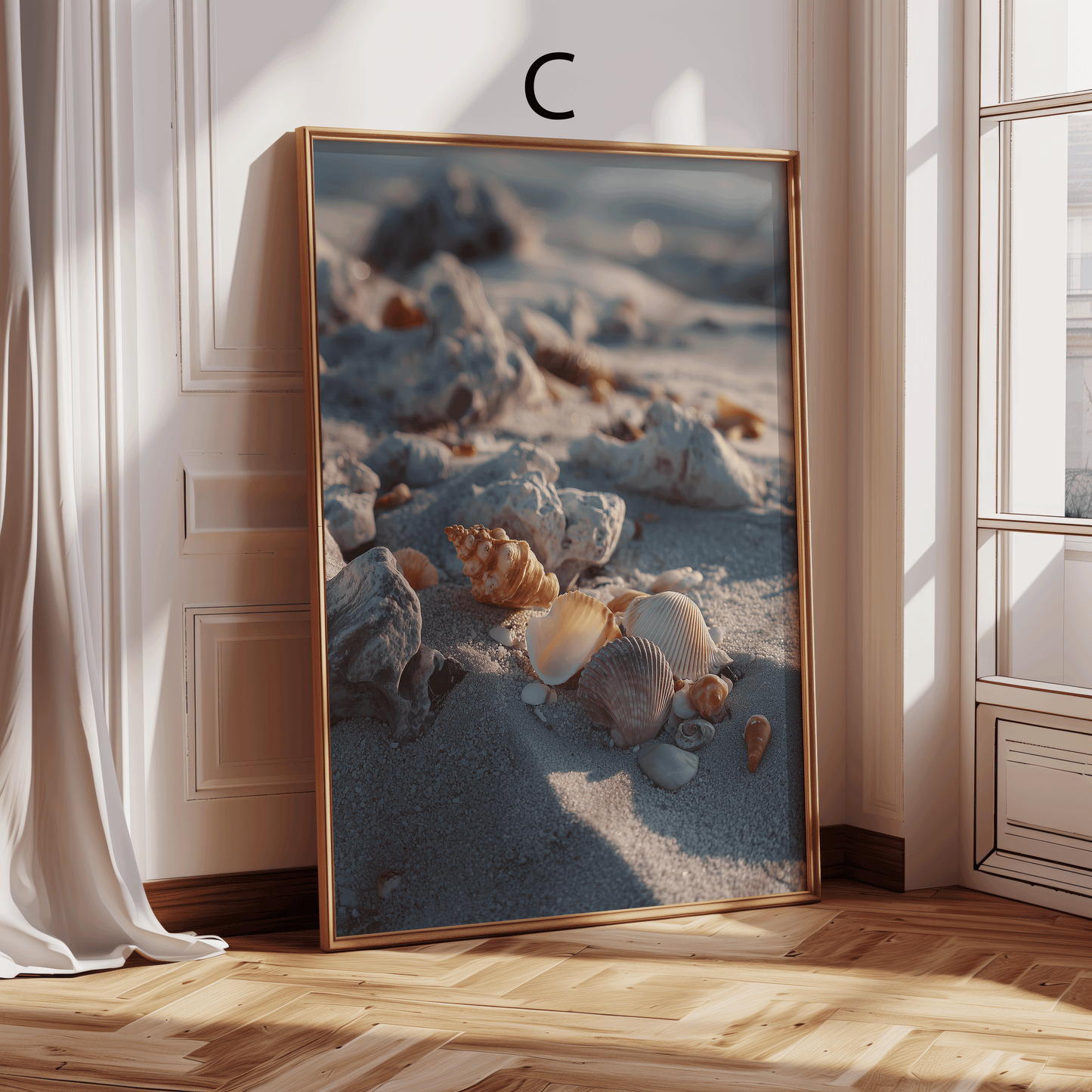 Strand Poster · Geschenkidee · Palmen Muscheln Küstenlandschaften · Dekoprint ohne Rahmen