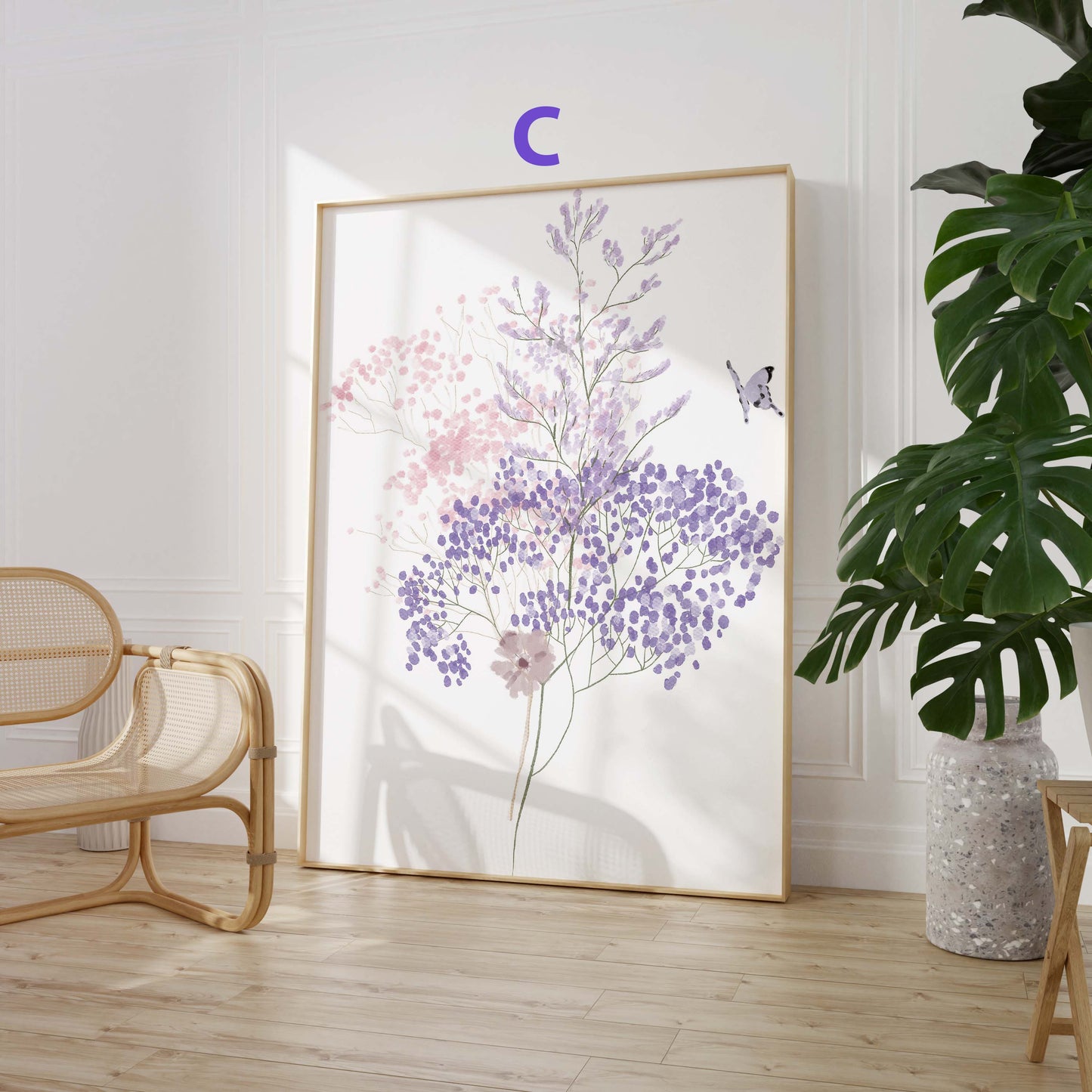 Zarte Blumen Poster · Geschenkidee · Pastellfarbene Wildblumen und botanische Pflanzenillustration · Dekoprint ohne Rahmen