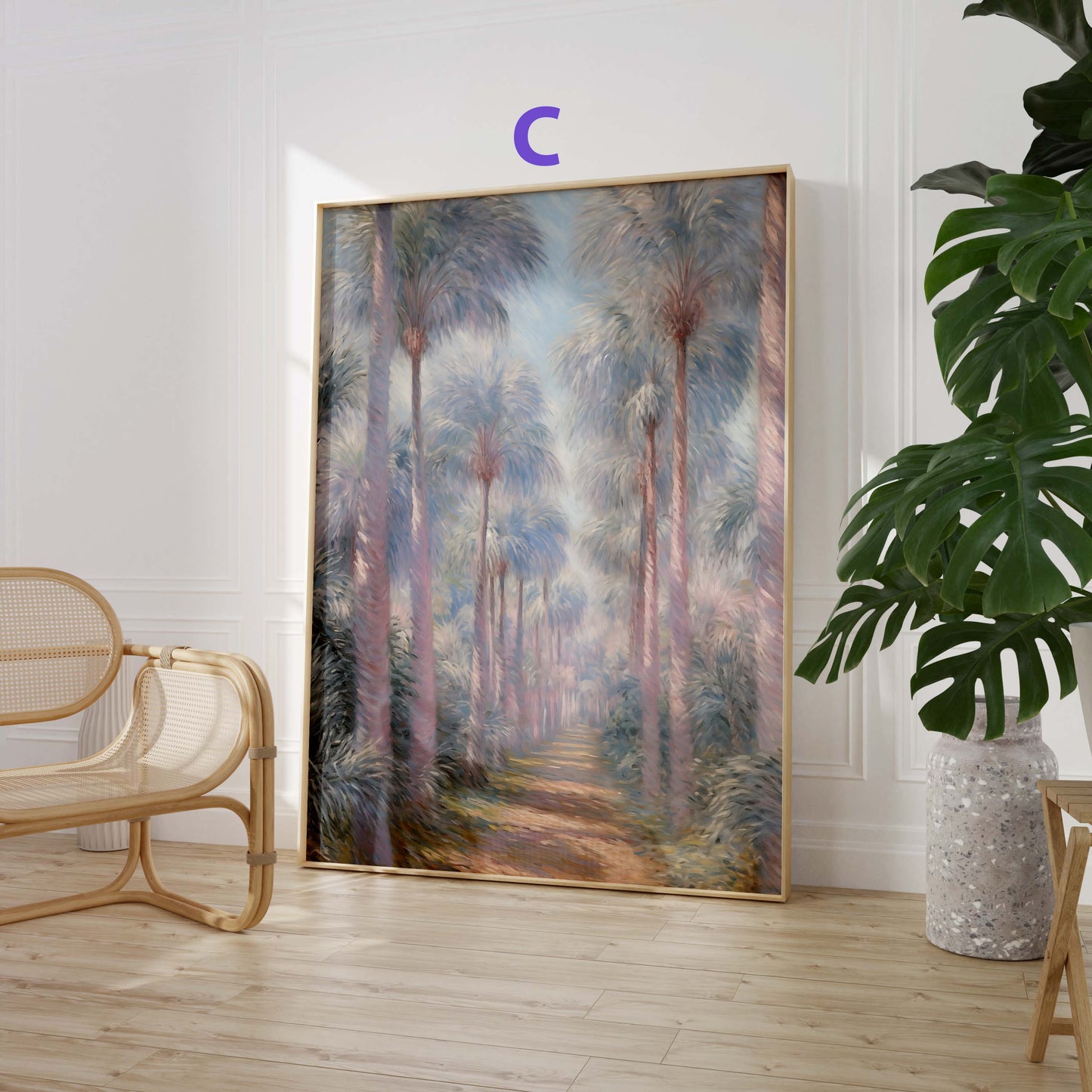 Tropische Pflanzen Poster · Geschenkidee · Aquarell Dschungelblätter und Tiger · Wohnzimmer Dekoprint ohne Rahmen