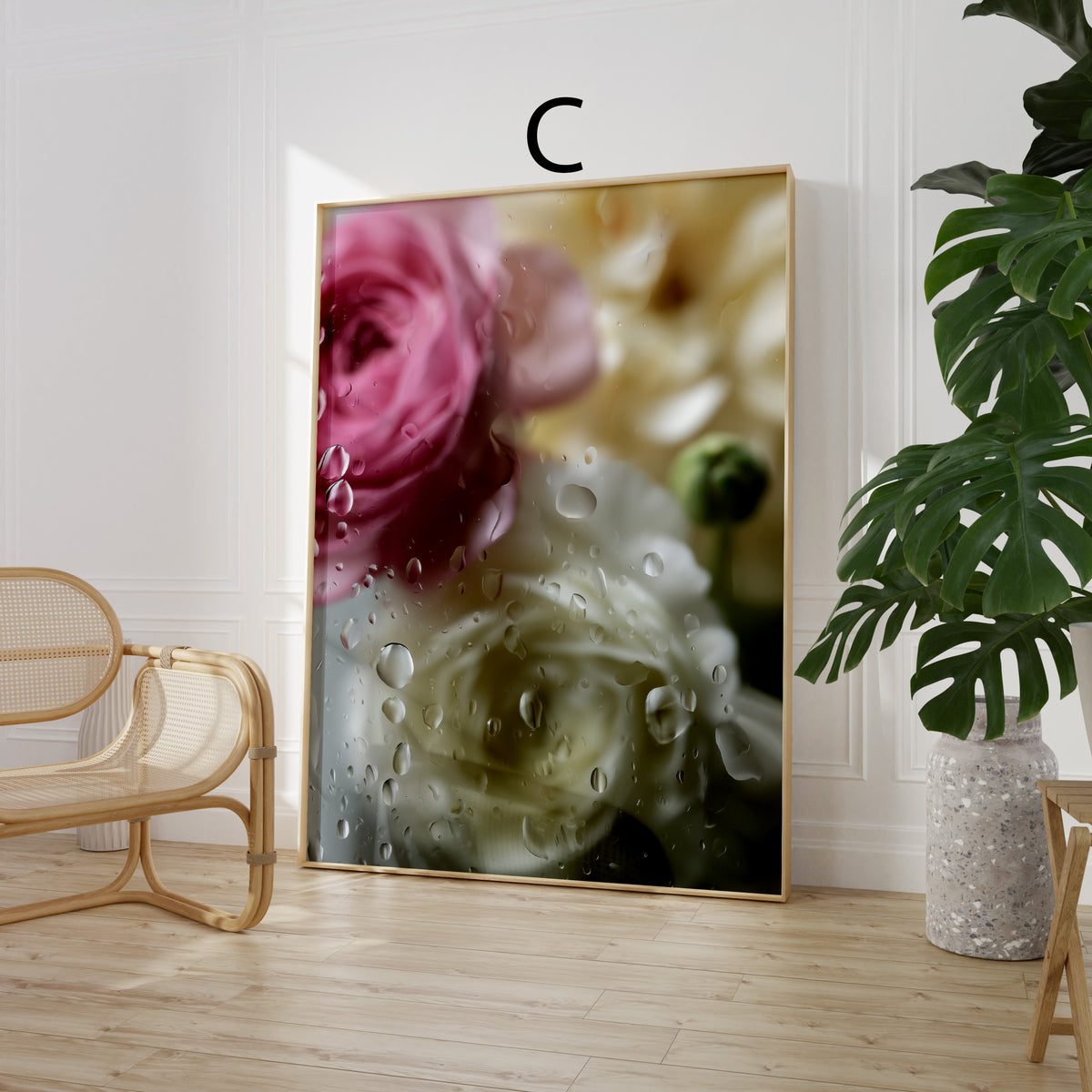 Blumen Poster · Blumen hinter Glas · Dekoprint ohne Rahmen