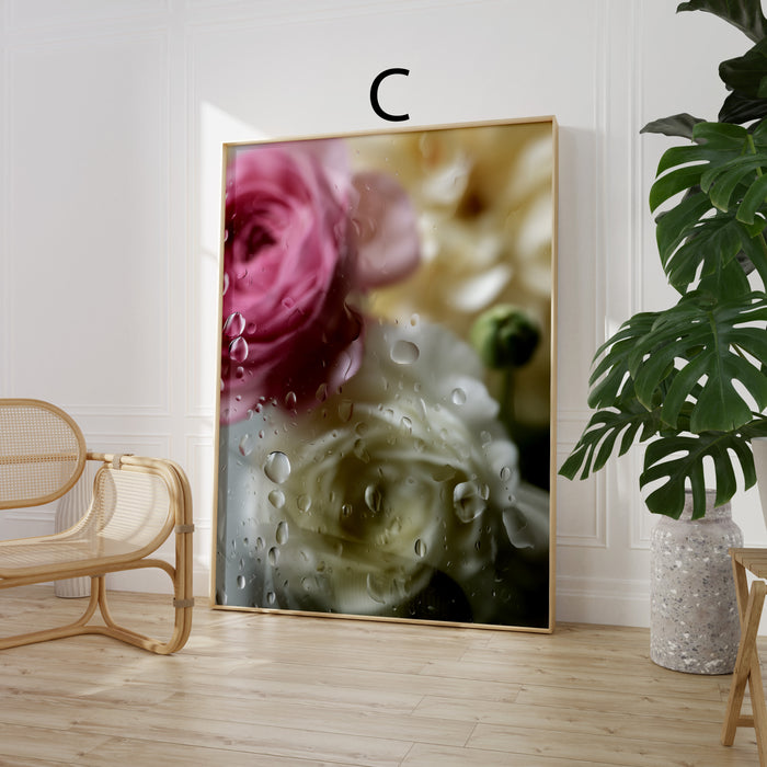 Geschenkidee · Blumen hinter Glas und Flachbild Fotografie Poster Ästhetische Prints · Dekoprint ohne Rahmen | JUSTGOODMOOD