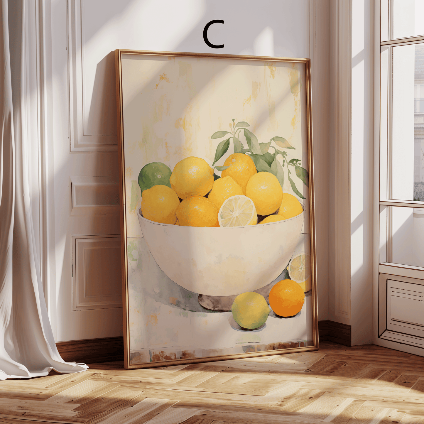 Zitronen Stillleben Poster · Geschenkidee · Frische Zitronen Mediterrane Küche und Moderne Wandkunst · Dekoprint ohne Rahmen