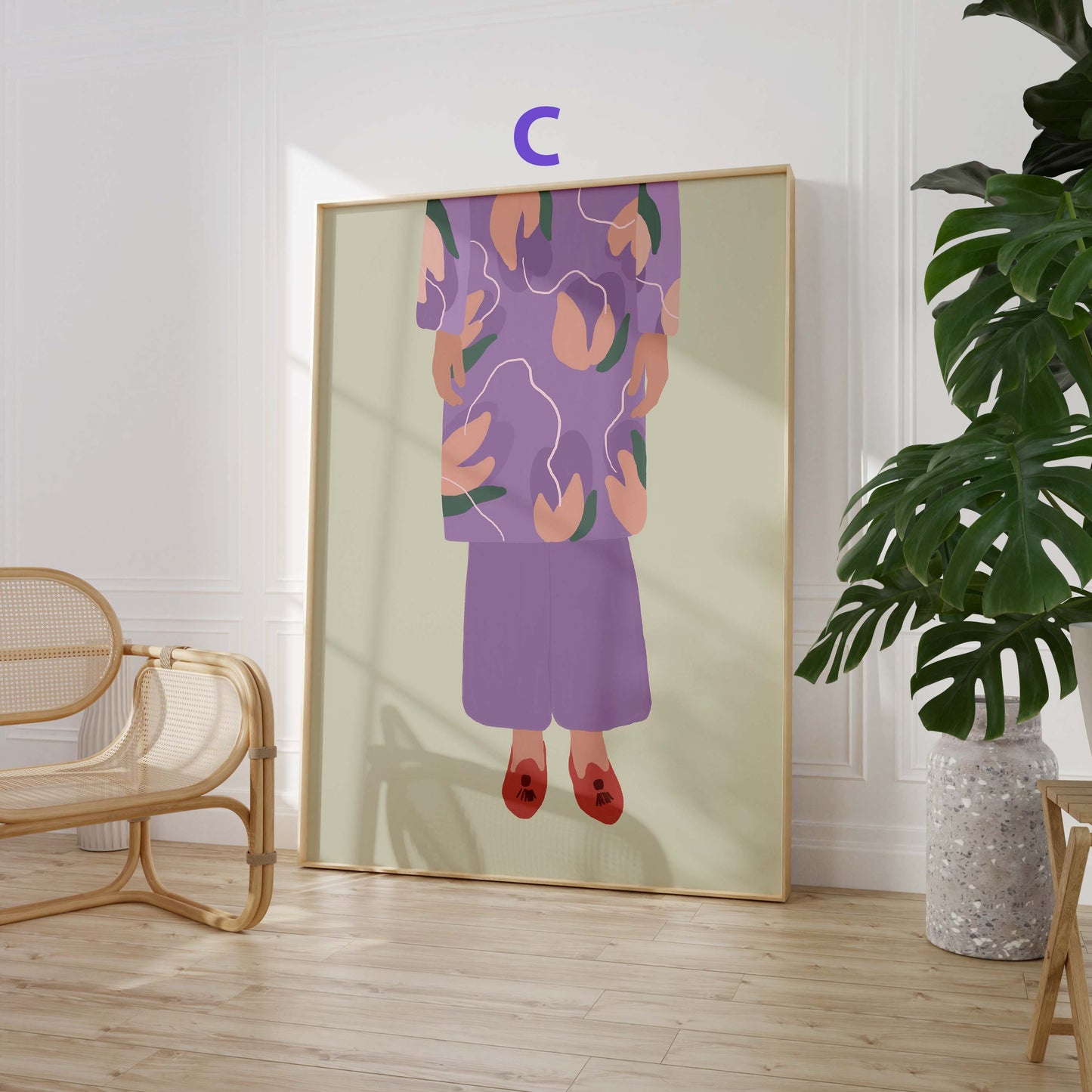 Violette Muse Poster · Geschenkidee · Abstrakte Frauenkunst Line Art Moderne Farbkunst · Dekoprint ohne Rahmen