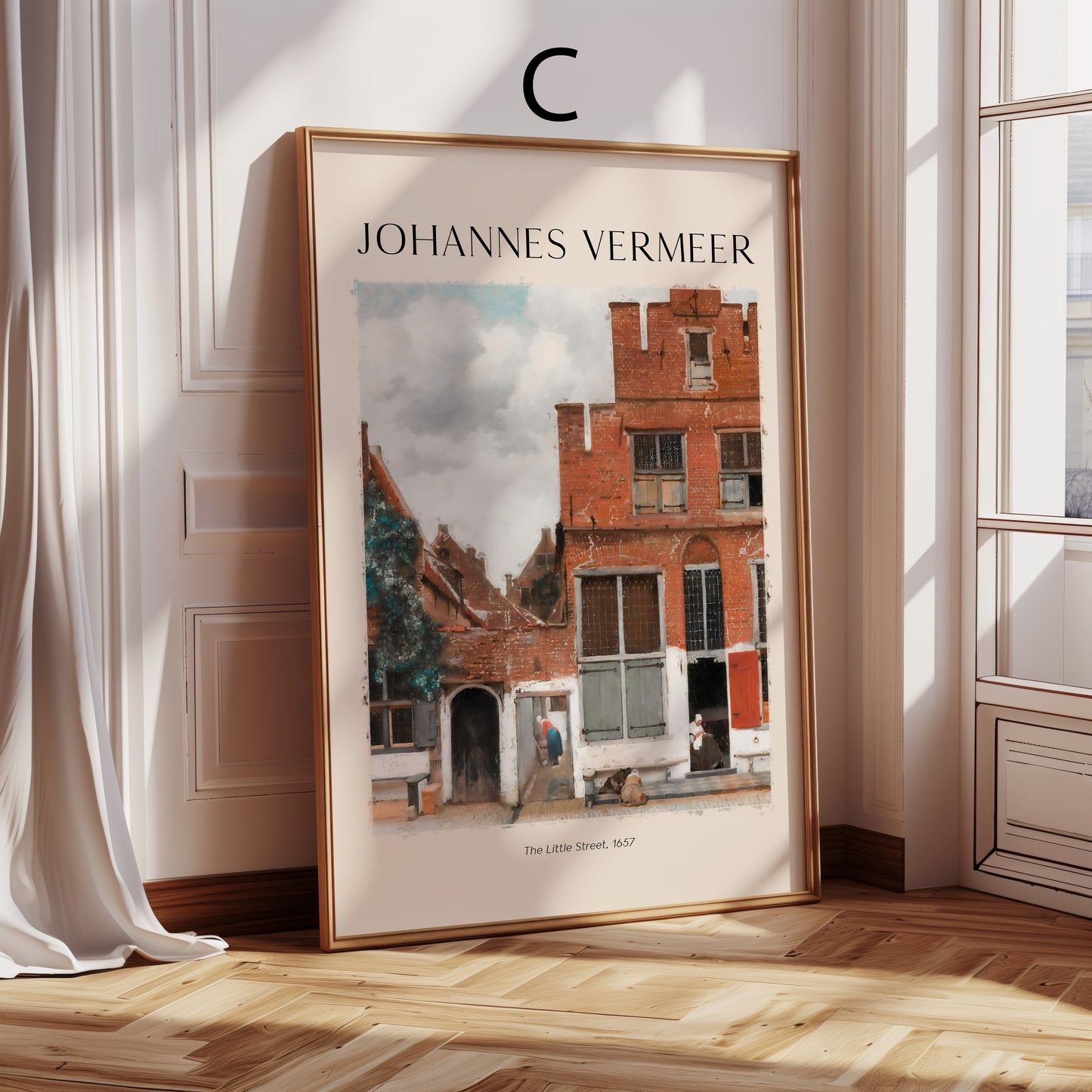 Johannes Vermeer Poster · Geschenkidee · Frau mit Papagei Straßenszene Malkunst Musik · Dekoprint ohne Rahmen