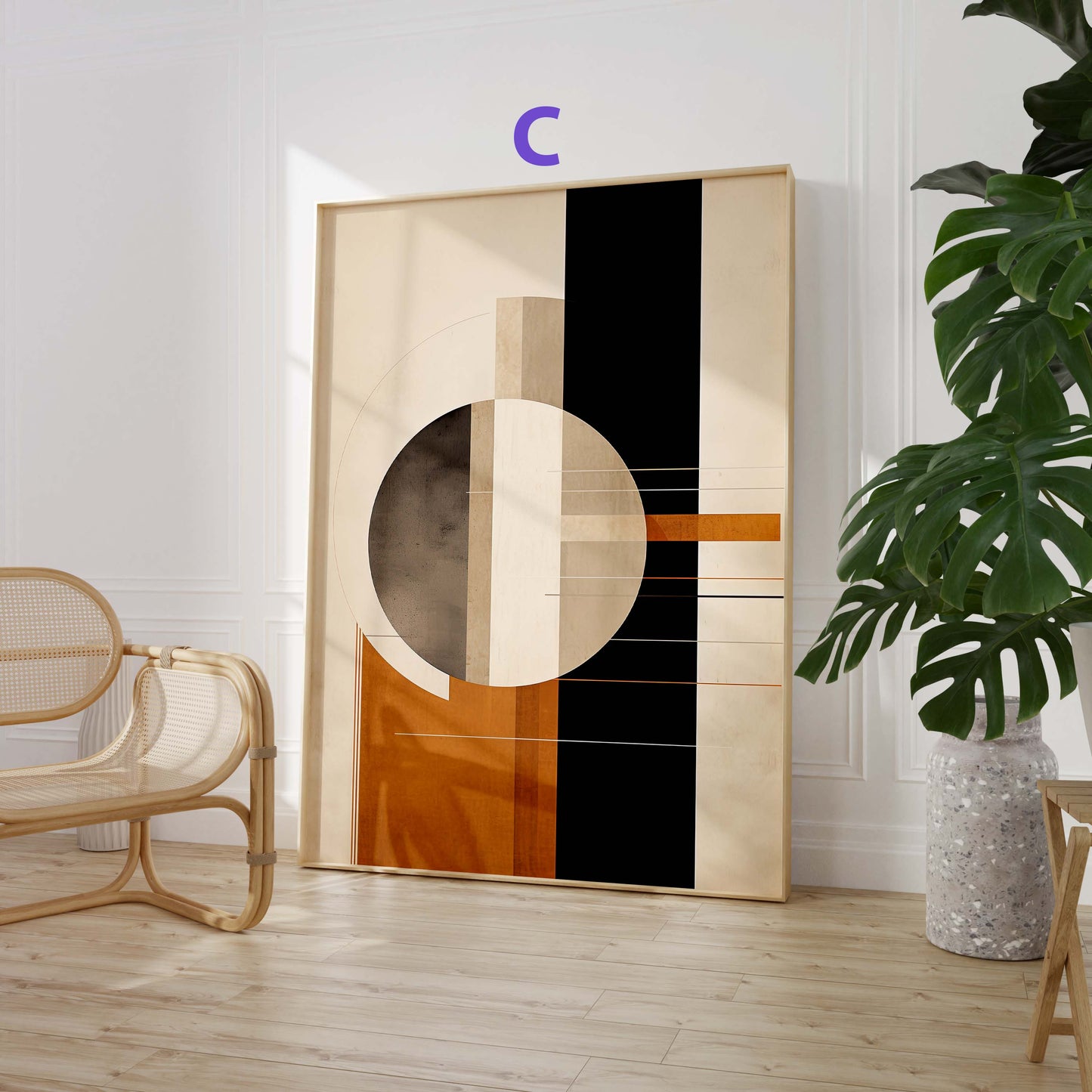 Abstrakte Moderne Poster · Schwarz Weiß Beige Geometrische Wandkunst · Minimalistische Wohnzimmer Deko · Print ohne Rahmen