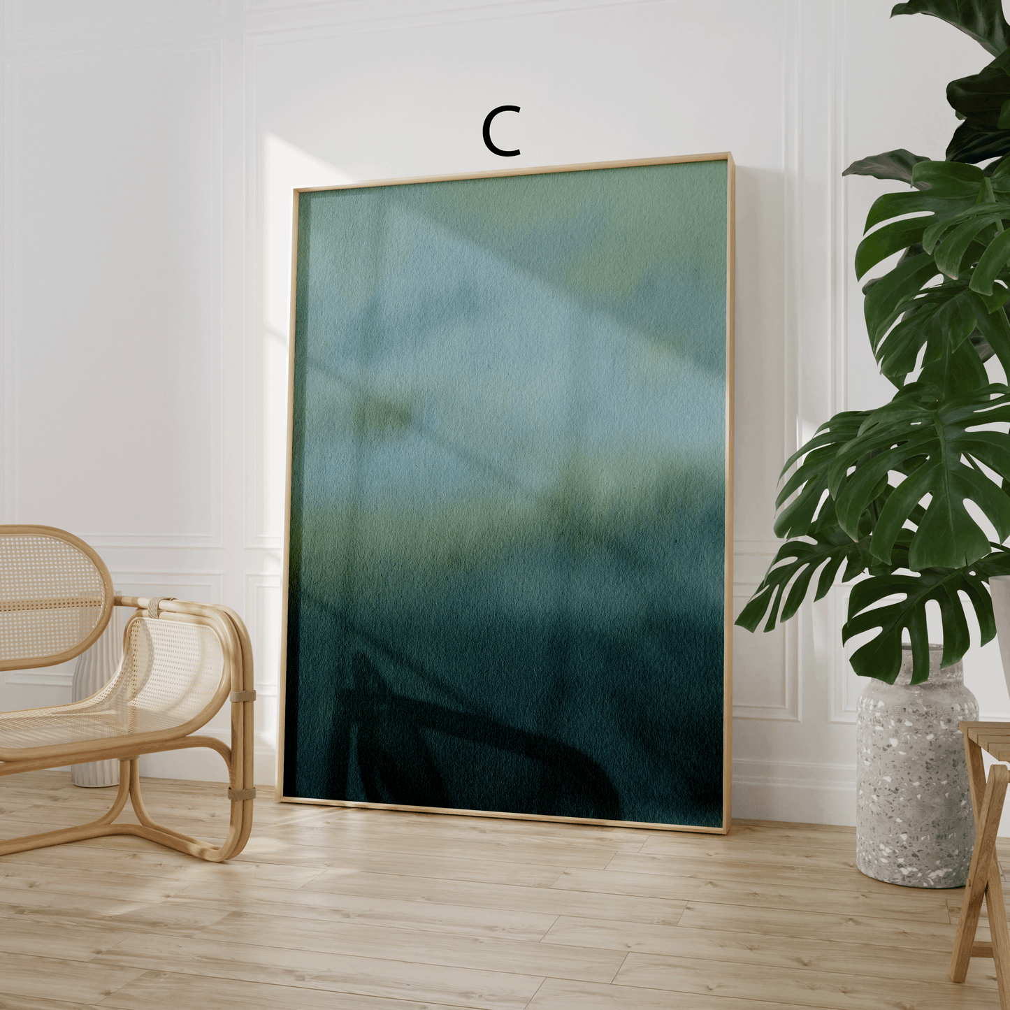 Botanische Poster · Geschenkidee · Sanfte Blätter Nebel Wasserlandschaften Abstrakte Natur · Dekoprint ohne Rahmen