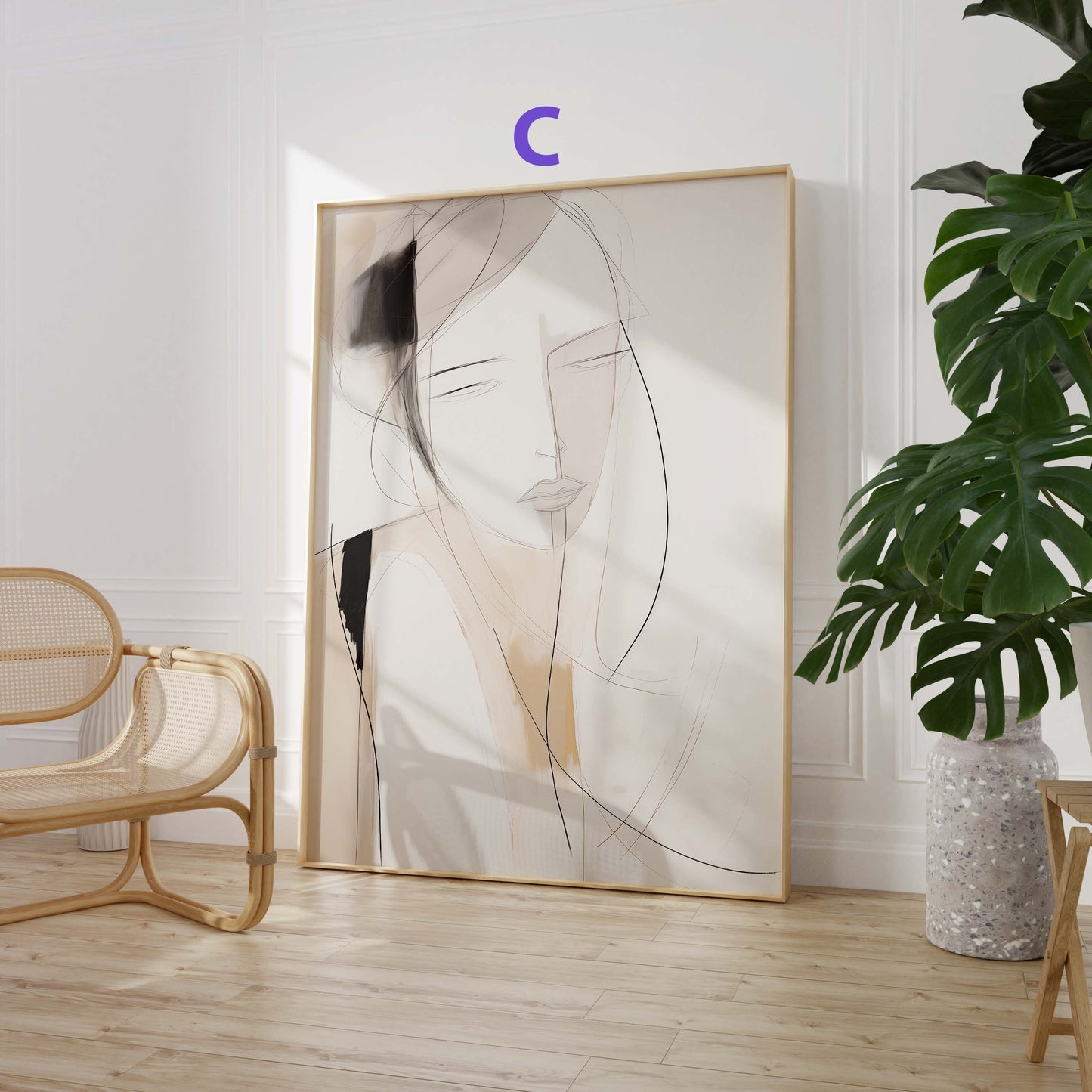 Abstrakte Beige Schwarz Poster · Geschenkidee · Künstlerische Linienzeichnungen und Moderne Strukturkunst in Neutralen Naturtönen · Dekoprint ohne Rahmen