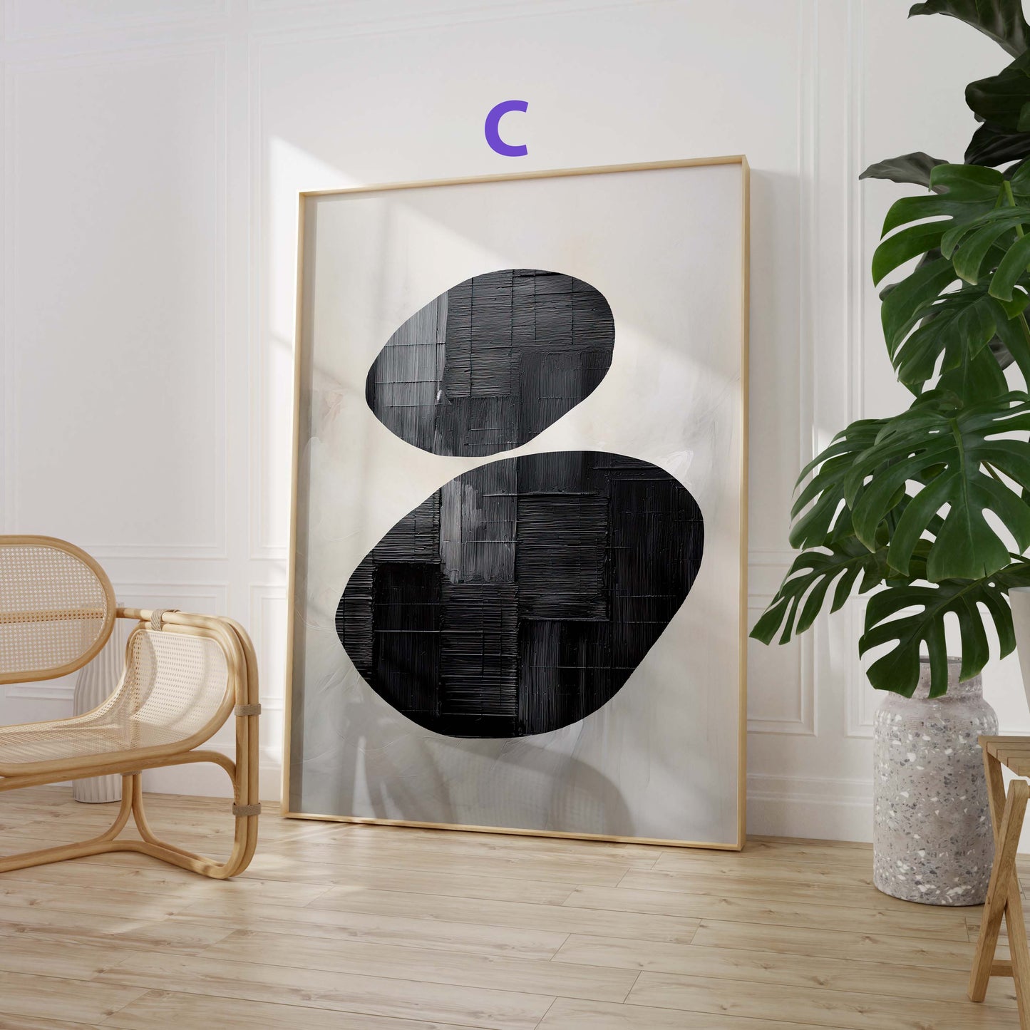 Abstrakte Poster Wanddeko · Minimalistische Beige Schwarz Kunst · Moderne Geometrische Wohnzimmer Bilder · Print ohne Rahmen