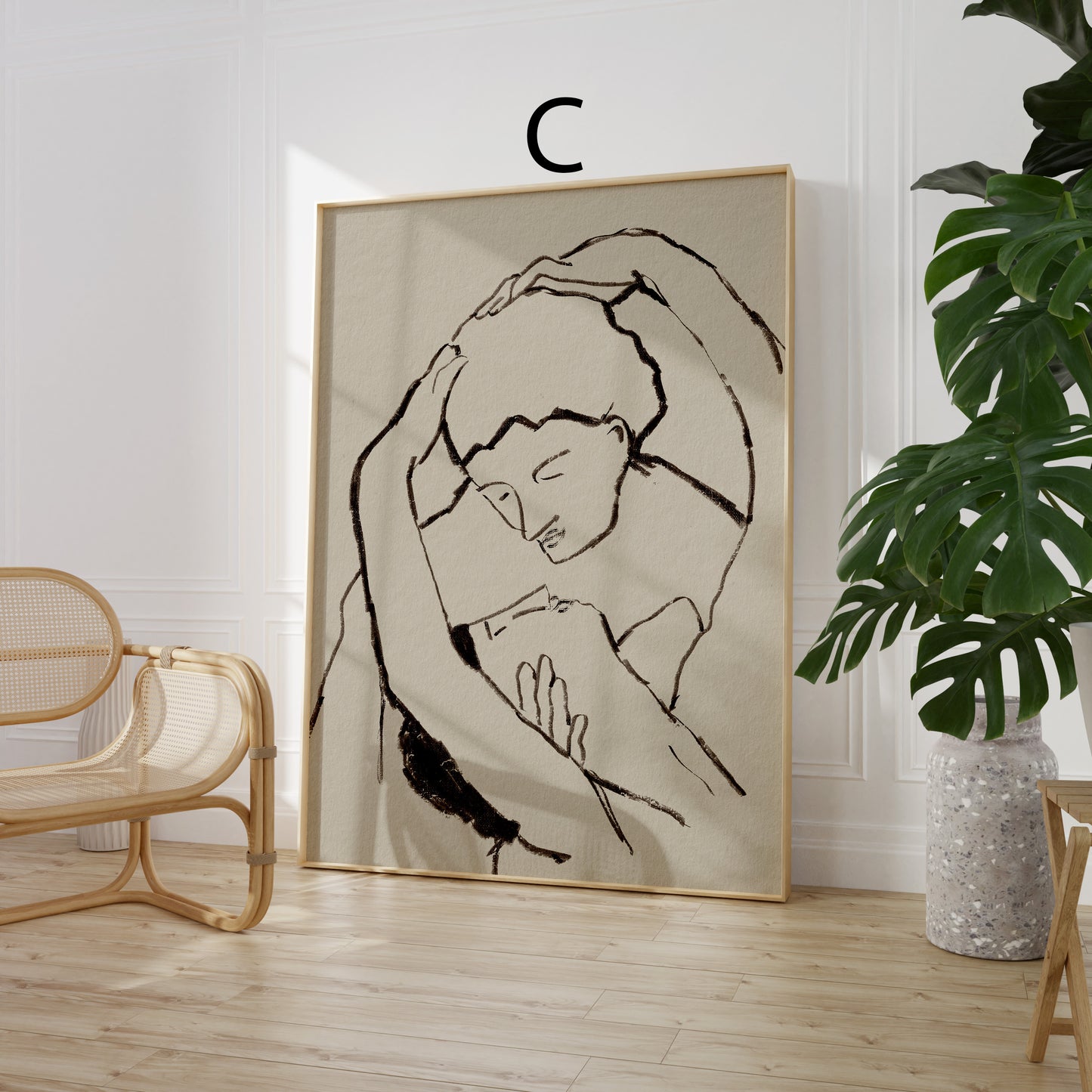 Line Art Poster · Frauenporträt & Animal Print Tiermuster · Dekoprint ohne Rahmen