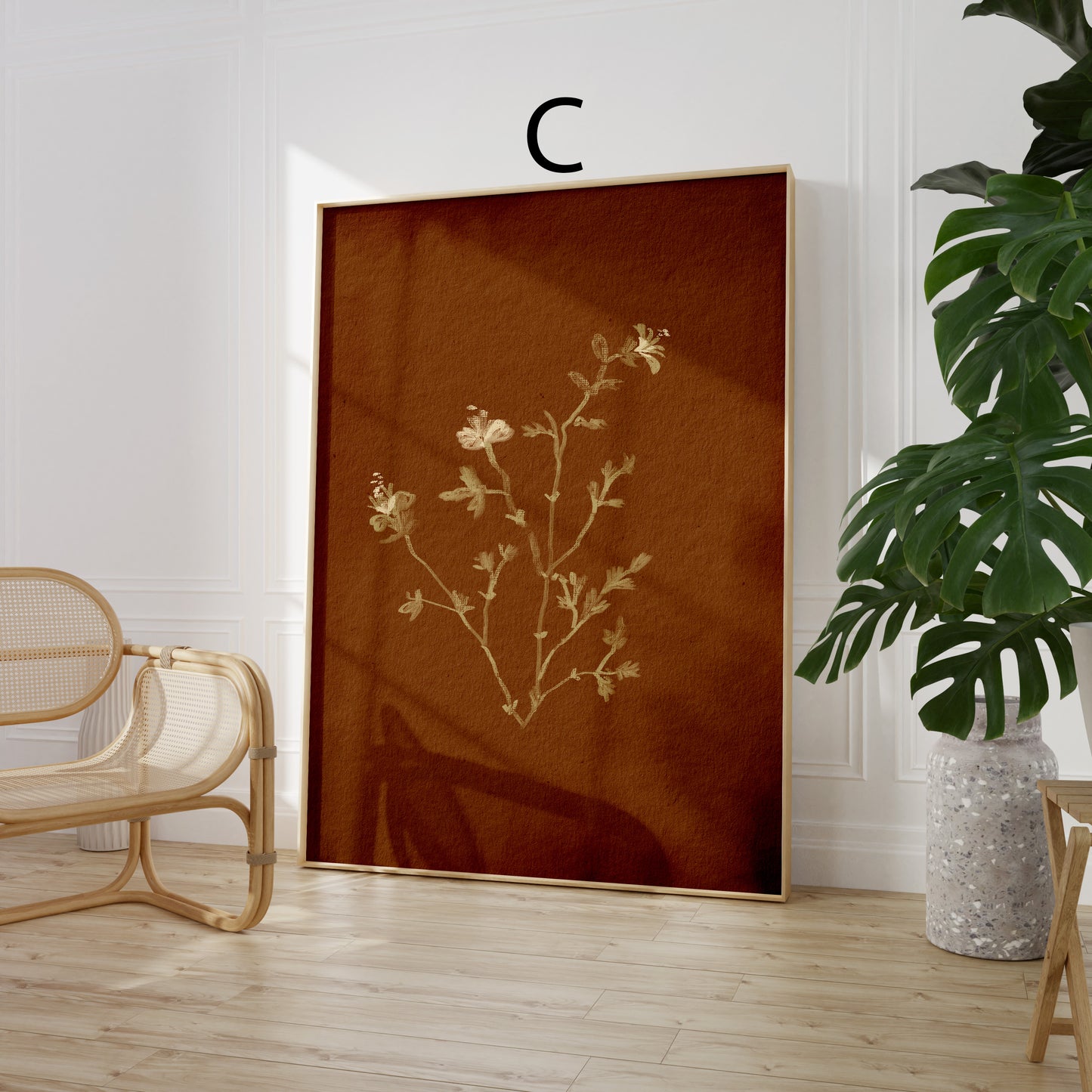 Blumen Poster · Retro Schachbrettmuster & moderne Kunst · Dekoprint ohne Rahmen