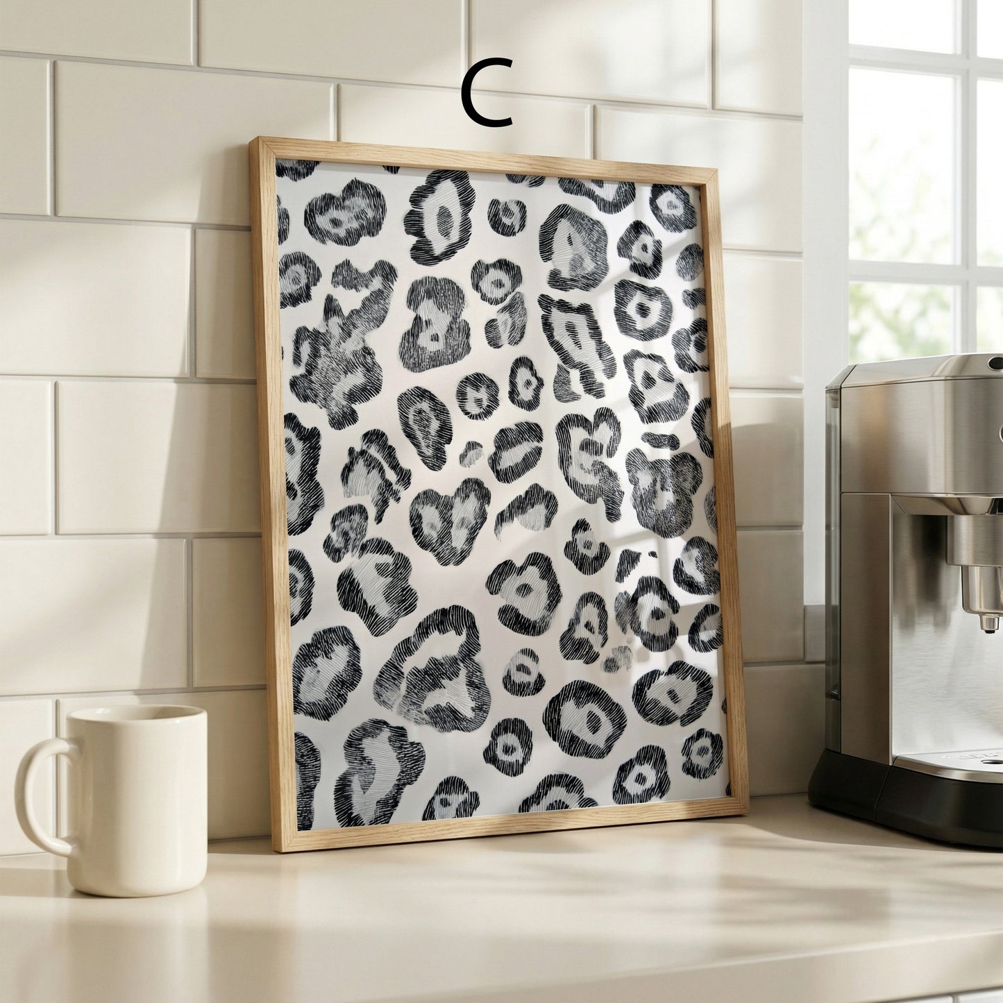 Tiermuster Poster · Geschenkidee · Monochrome und Braune Tierfell Muster Leopard Flecken und Tiger Texturen · Dekoprint ohne Rahmen