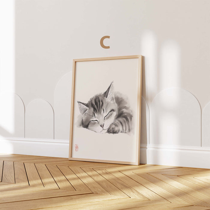Süße Tiere Poster für Kinderzimmer mit Panda und Katze