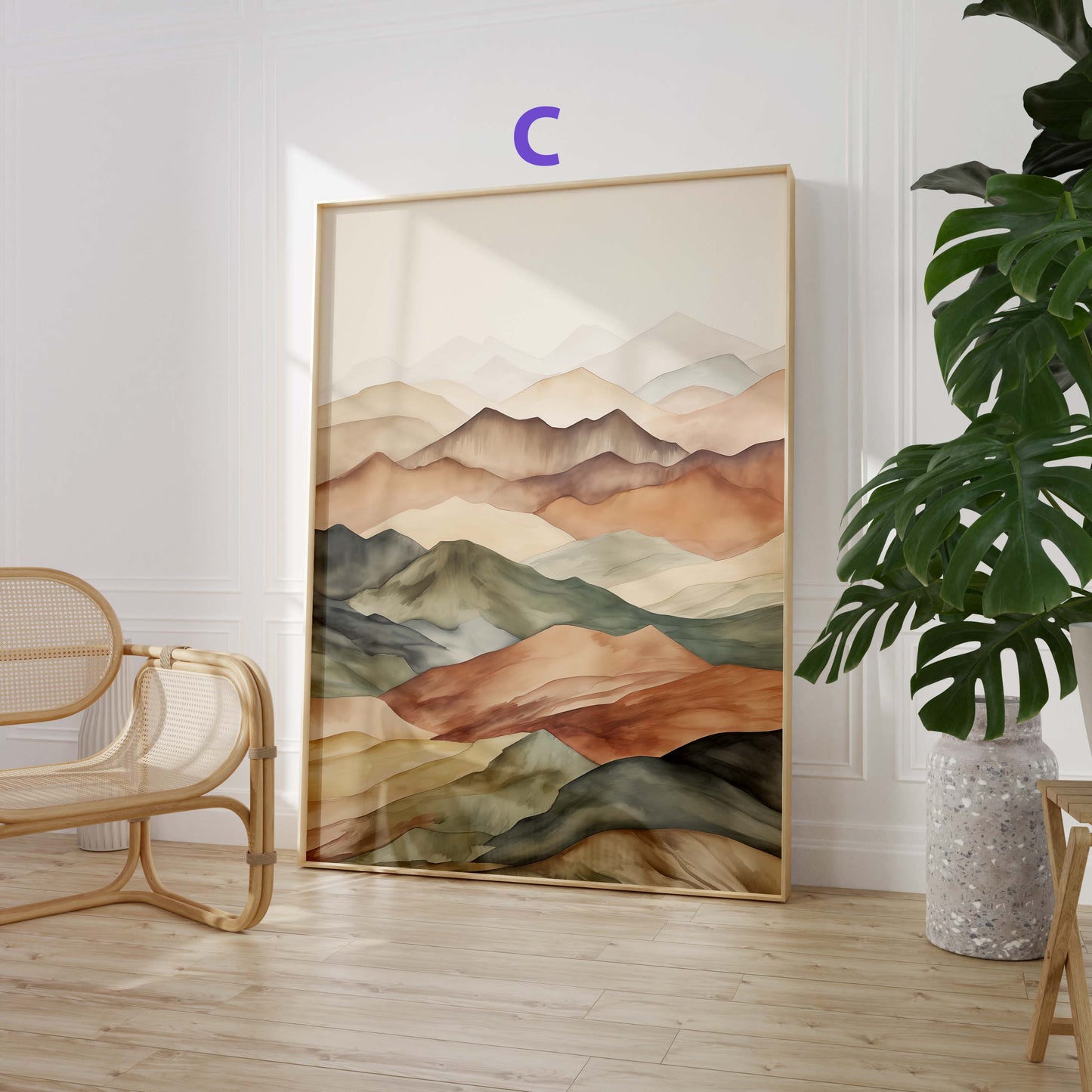 Aquarell Natur Poster · Geschenkidee · Nebelberge Küstenlandschaften Wolkenmeer und Waldmotive für Wohnzimmer · Print ohne Rahmen