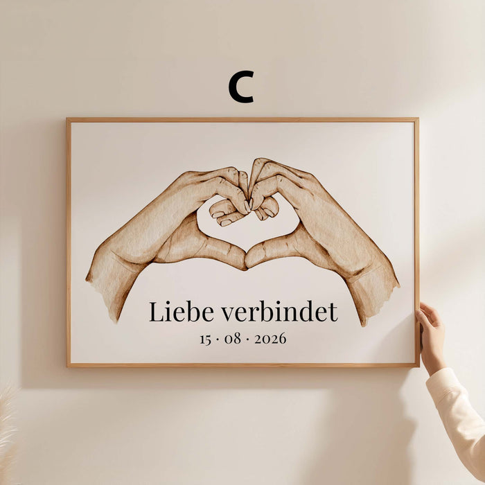 Hände Herz Liebe Poster – Premium Baumwoll-Canvas