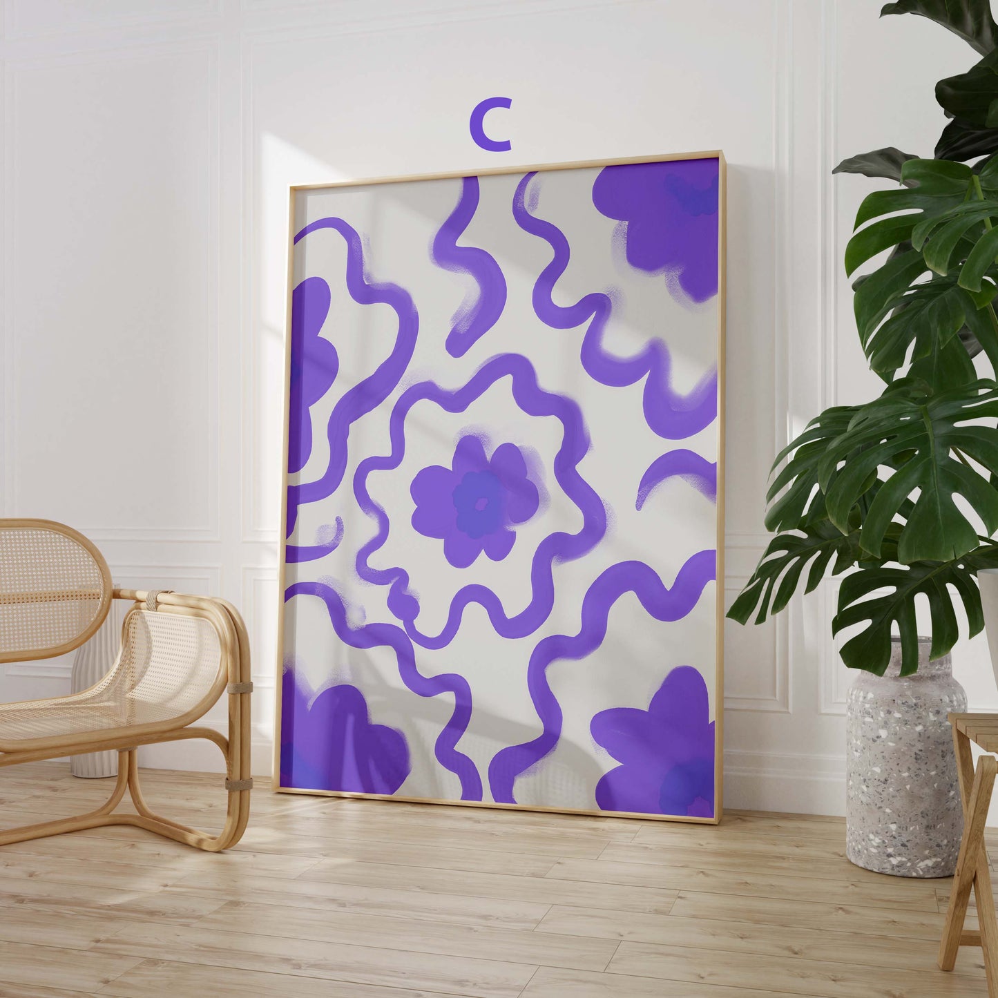 Bunte Blumen Poster · Geschenkidee · Abstrakte florale Formen und farbenfrohe Kunst · Dekoprint ohne Rahmen