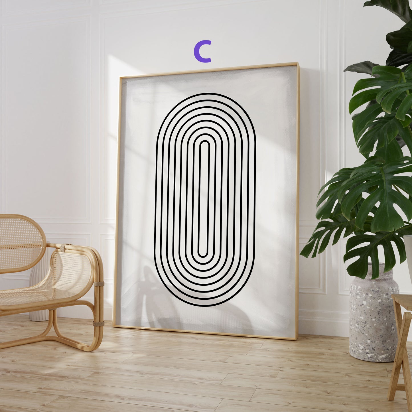 Abstrakte Schwarz Weiß Poster · Geschenkidee · Minimalistische Line Art und geometrische Linien · Dekoprint ohne Rahmen