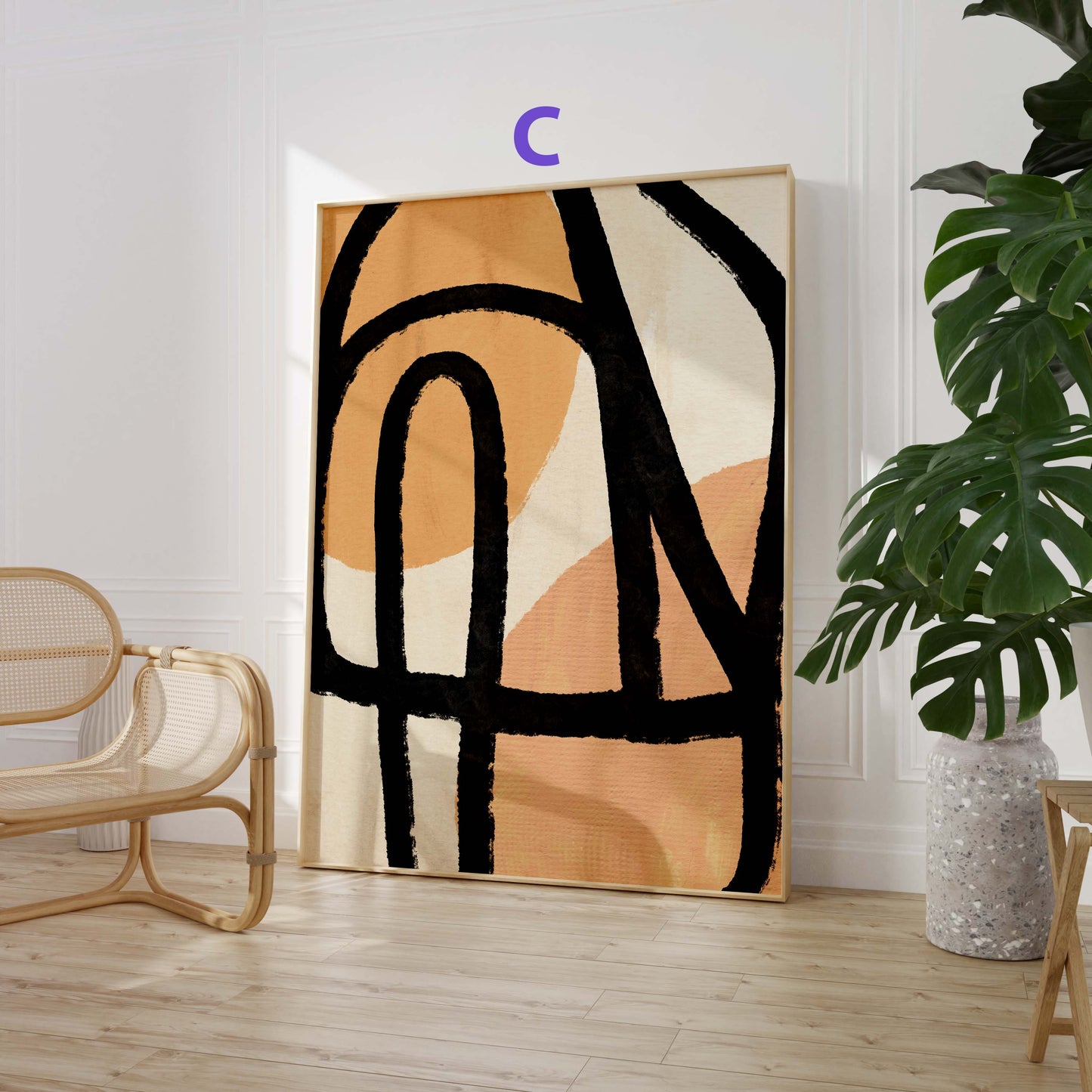 Körperkunst Poster · Geschenkidee · Line Art, Weibliche Silhouetten und Beige Terrakotta Formen · Dekoprint ohne Rahmen