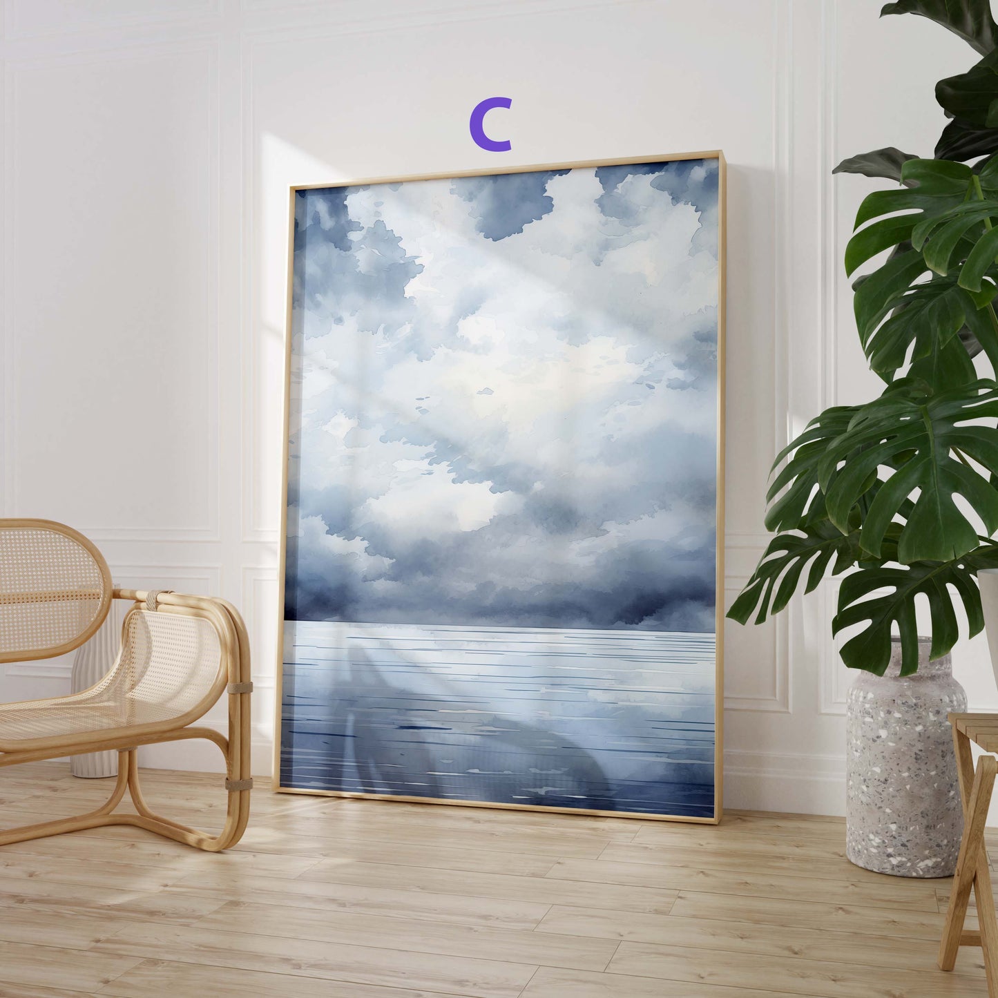 Aquarell Landschaft Poster · Geschenkidee · Nebelige Berge und Ruhige Naturkunst · Elegante Wanddeko für Wohnzimmer · Print ohne Rahmen