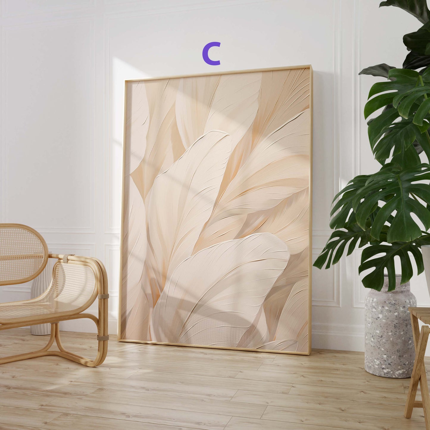 Botanik Poster · Geschenkidee · Beige Blätter und Zarte Pflanzenkunst in Neutralen Naturtönen · Dekoprint ohne Rahmen