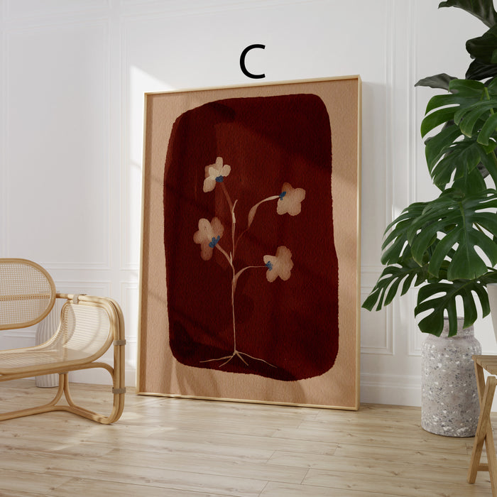 Geschenkidee · Botanische Blumen und Vase Poster Ästhetische Natur und Muster Kunst · Dekoprint ohne Rahmen | JUSTGOODMOOD