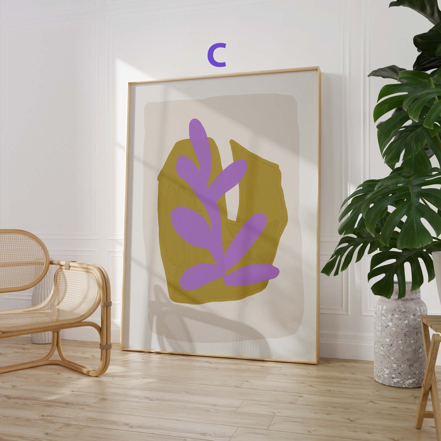 Abstrakte Frauen Kunst Poster · Geschenkidee · Moderne feminine Formen, Blumen und Tauben · Dekoprint ohne Rahmen