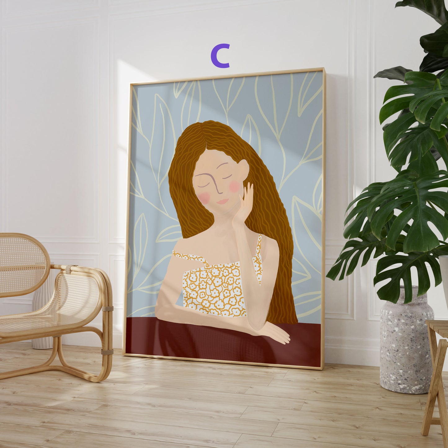 Feminine Porträt Poster · Geschenkidee · Feminine Figuren Körperkunst Maritime Illustrationen · Dekoprint ohne Rahmen