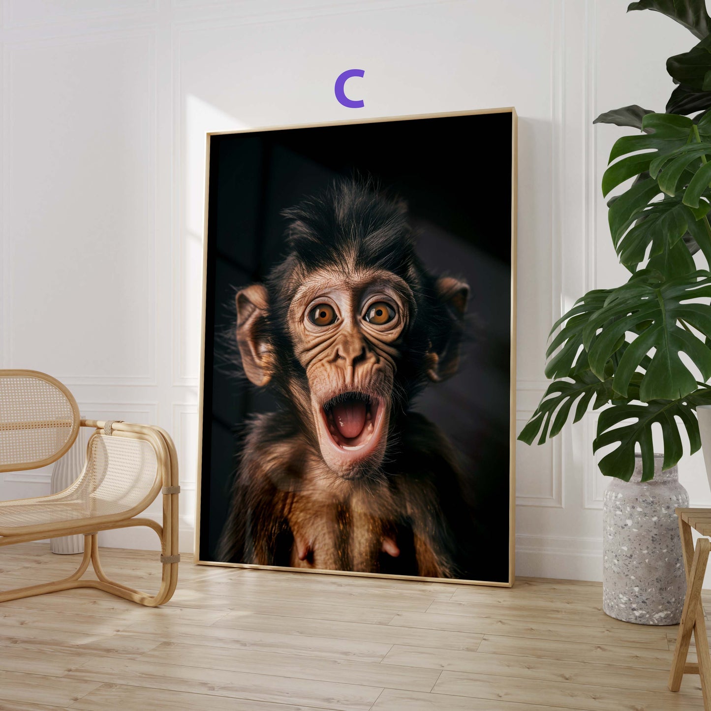 Lustige Affen Poster · Geschenkidee · Schimpansen und Affenbabys · Dekoprint ohne Rahmen
