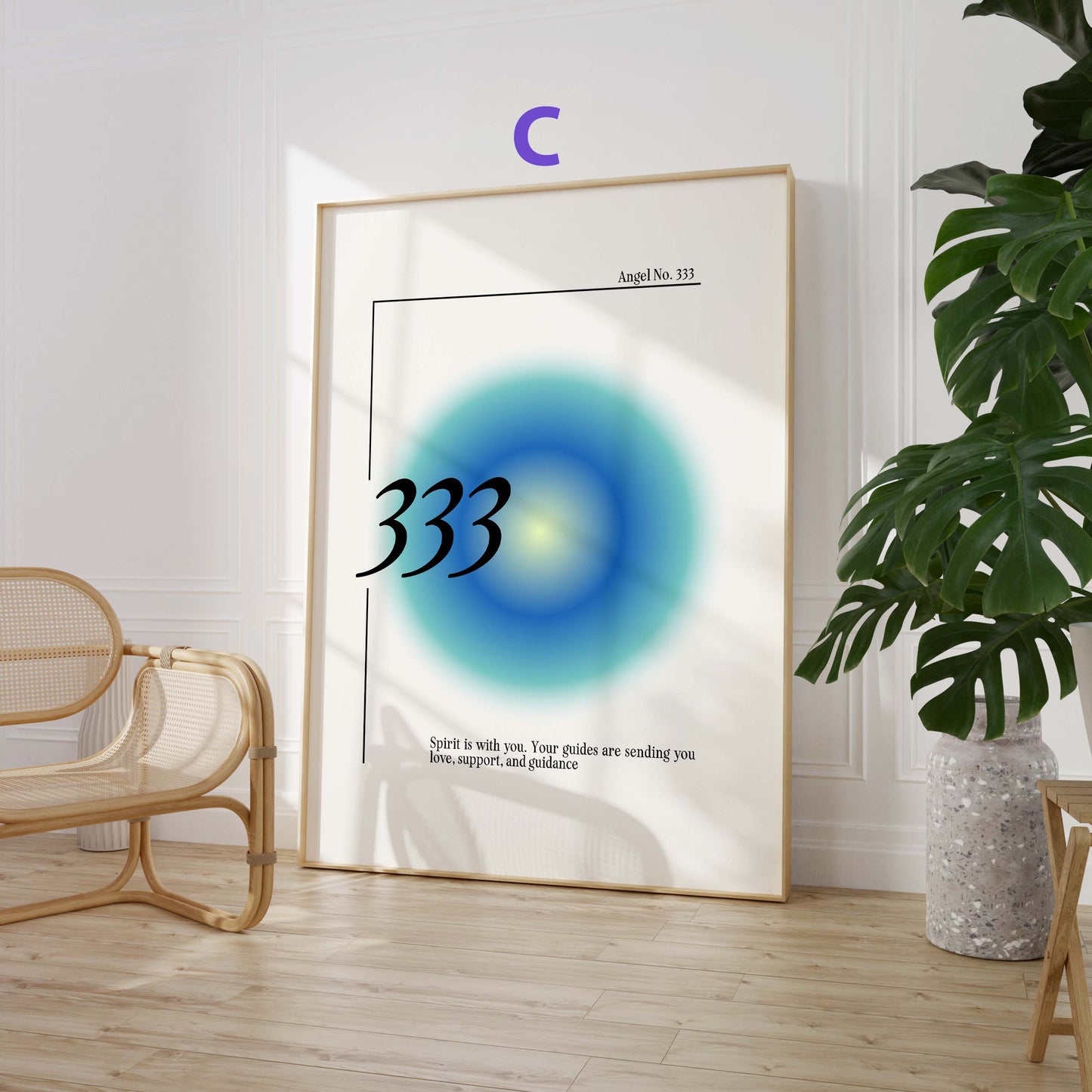 Engelszahlen Poster · Geschenkidee · Spirituelle Zahlenkunst mit Aura Farben · Meditation Deko · Dekoprint ohne Rahmen